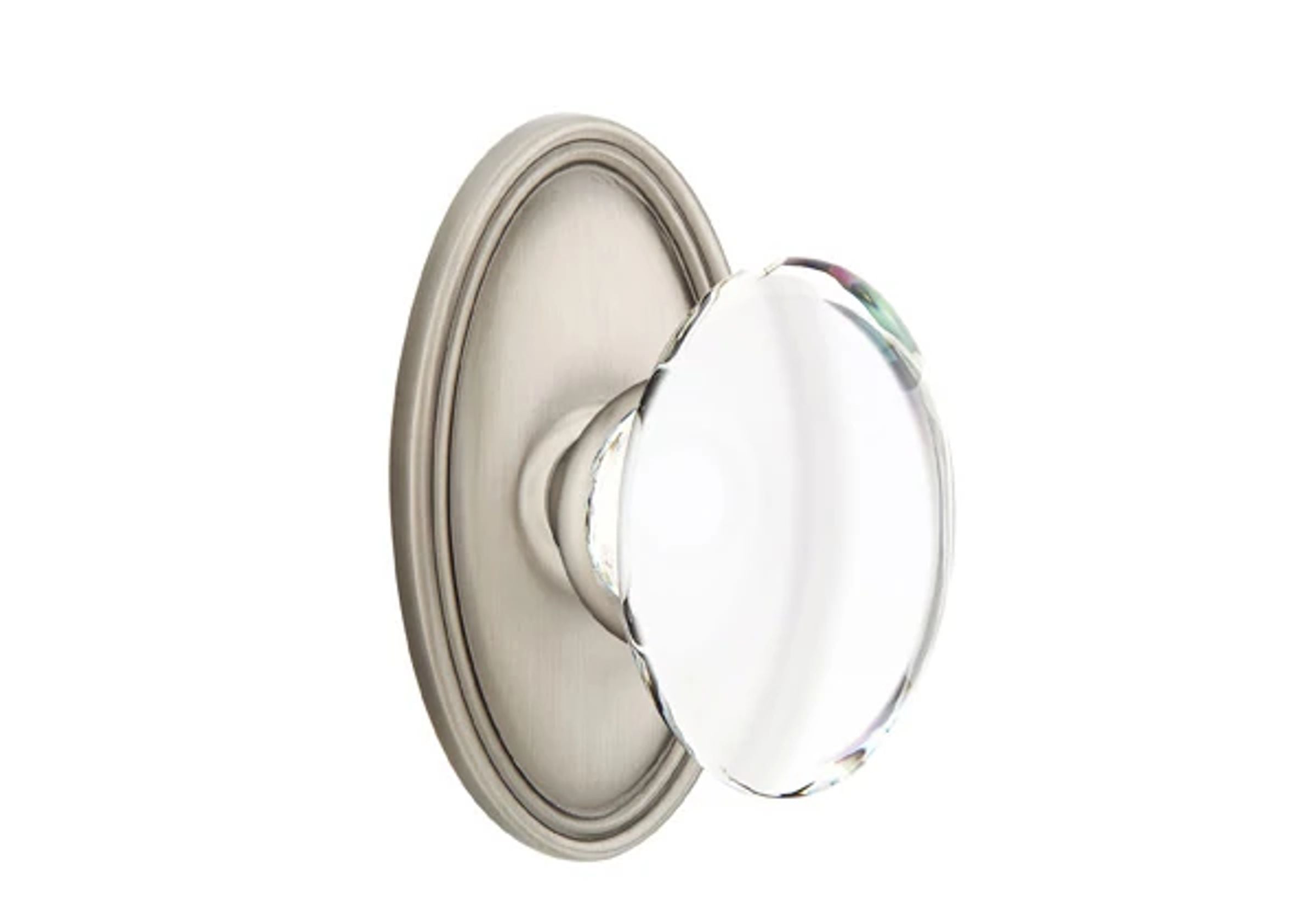 Emtek Concealed Fastener Hampton Glass Knob Set with Oval Roestte