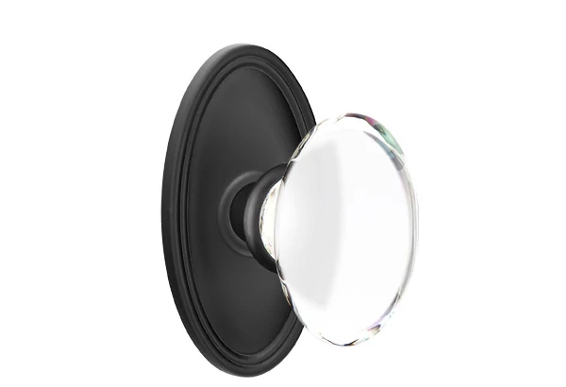 Emtek Concealed Fastener Hampton Glass Knob Set with Oval Roestte