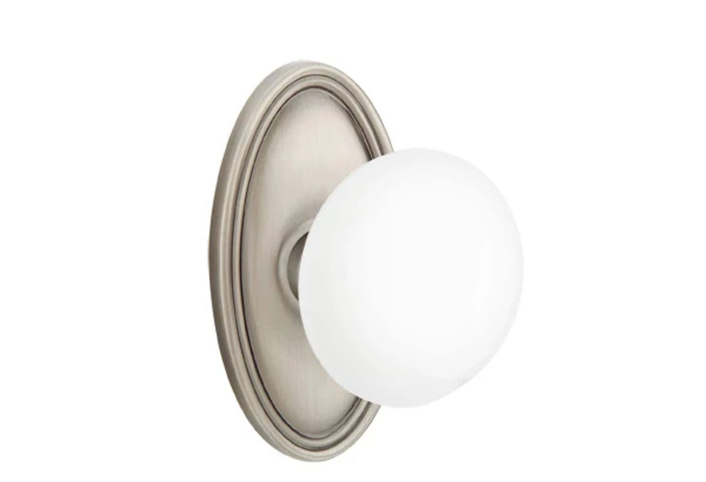 Emtek Ice White Porcelain Knob Set with Oval Rosette