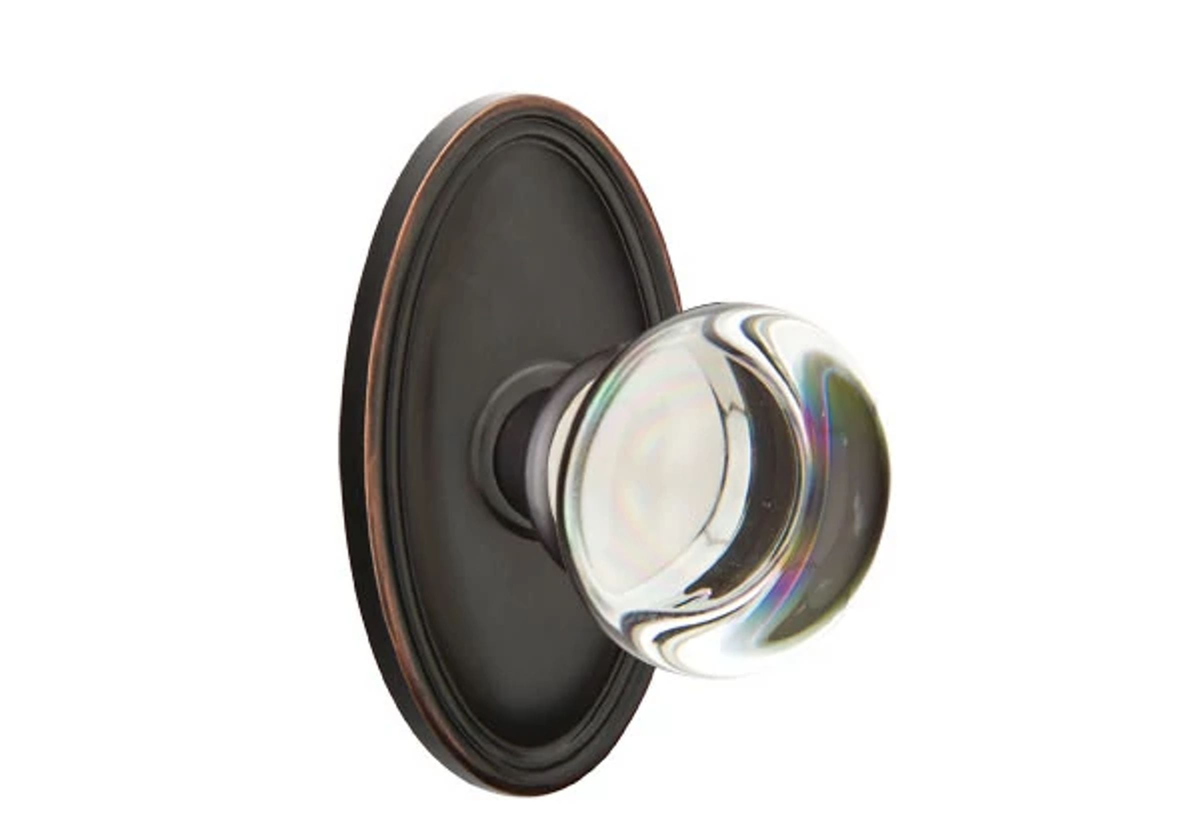 Emtek Concealed Fastener Providence Glass Knob Set with Oval Roestte