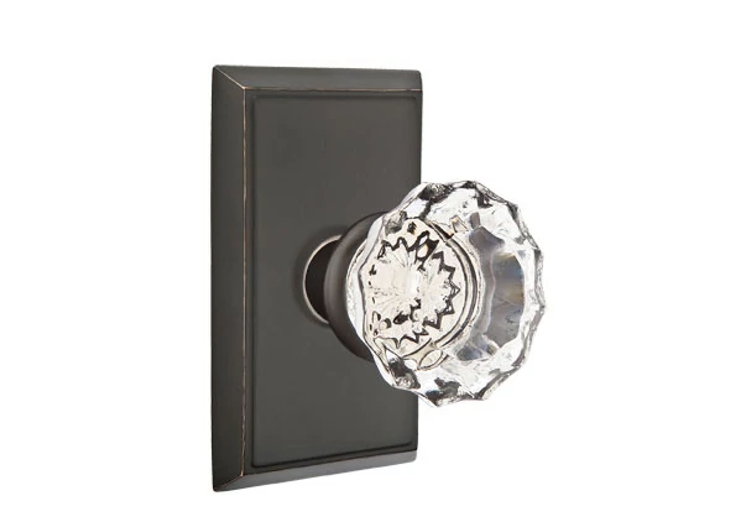 Emtek Astoria Glass Knob Set with Rectangular Rosette