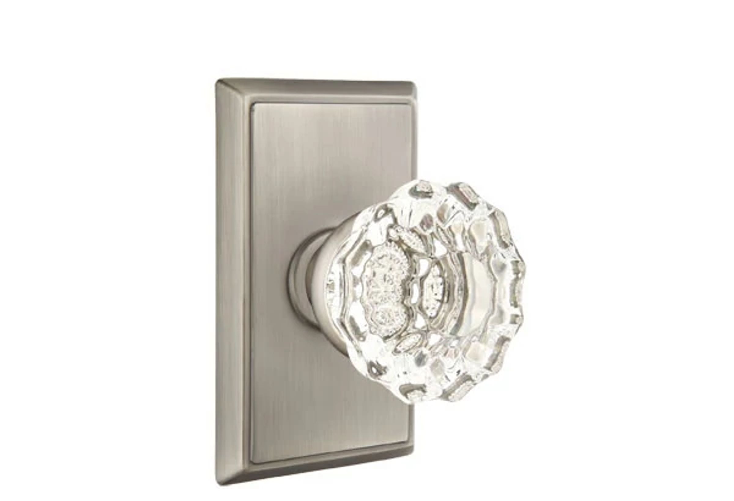 Emtek Astoria Glass Knob Set with Rectangular Rosette