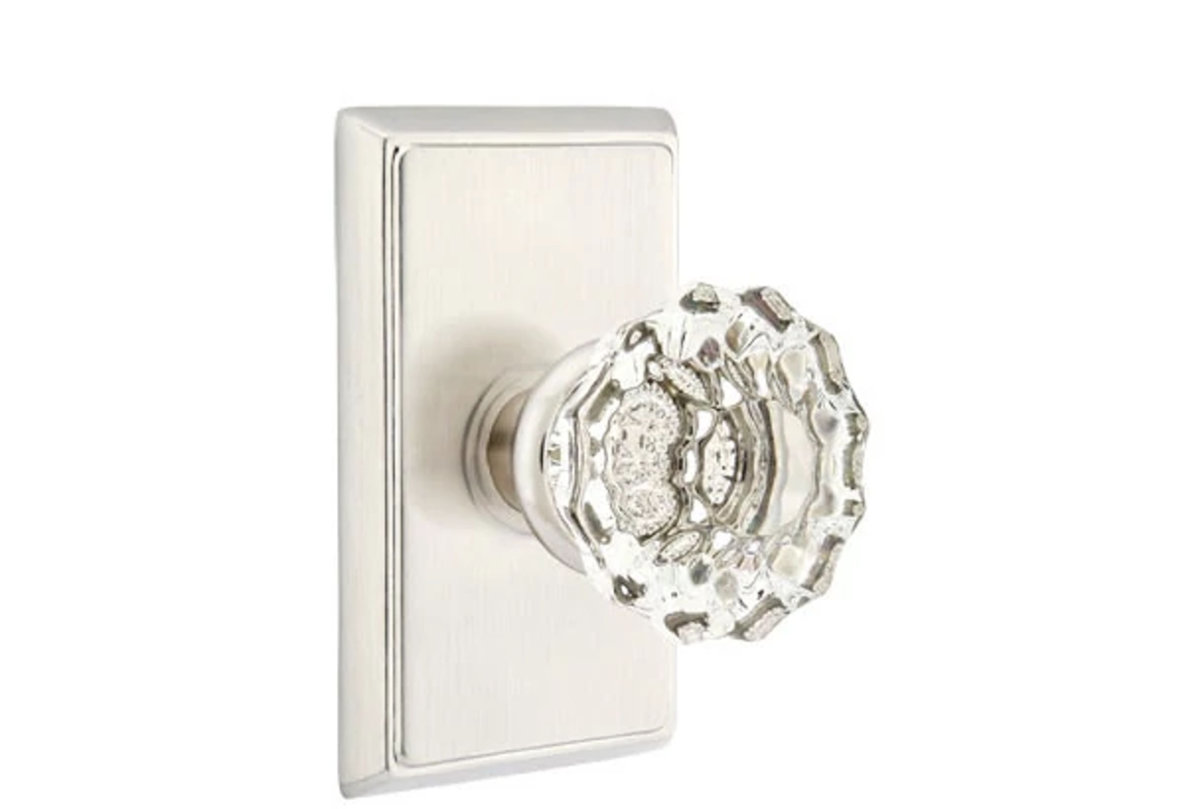 Emtek Astoria Glass Knob Set with Rectangular Rosette