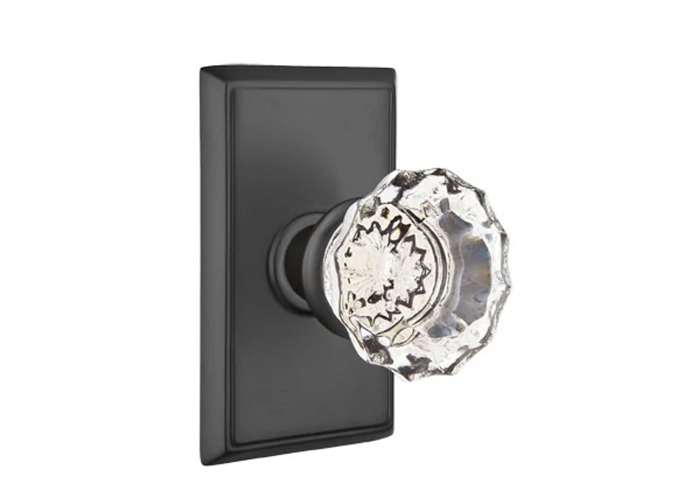 Emtek Astoria Glass Knob Set with Rectangular Rosette