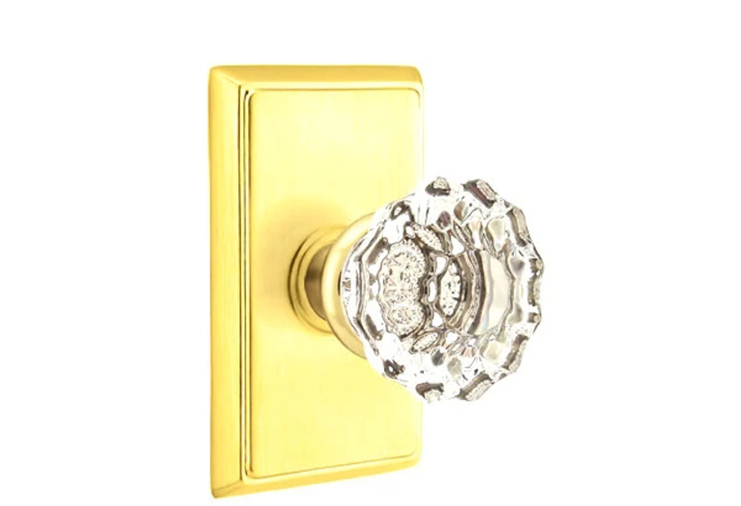 Emtek Astoria Glass Knob Set with Rectangular Rosette