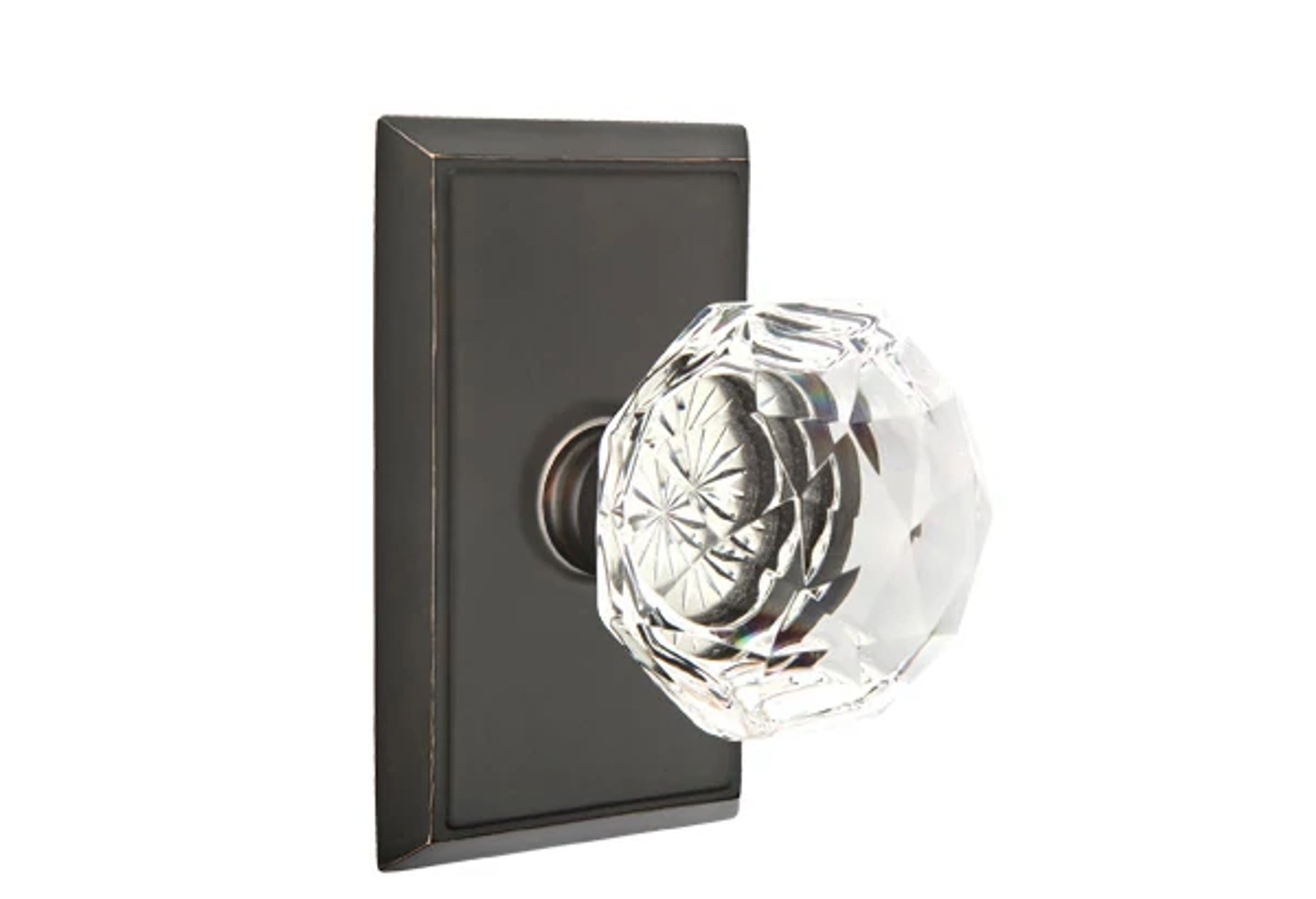Emtek Diamond Glass Knob Set with Rectangular Rosette