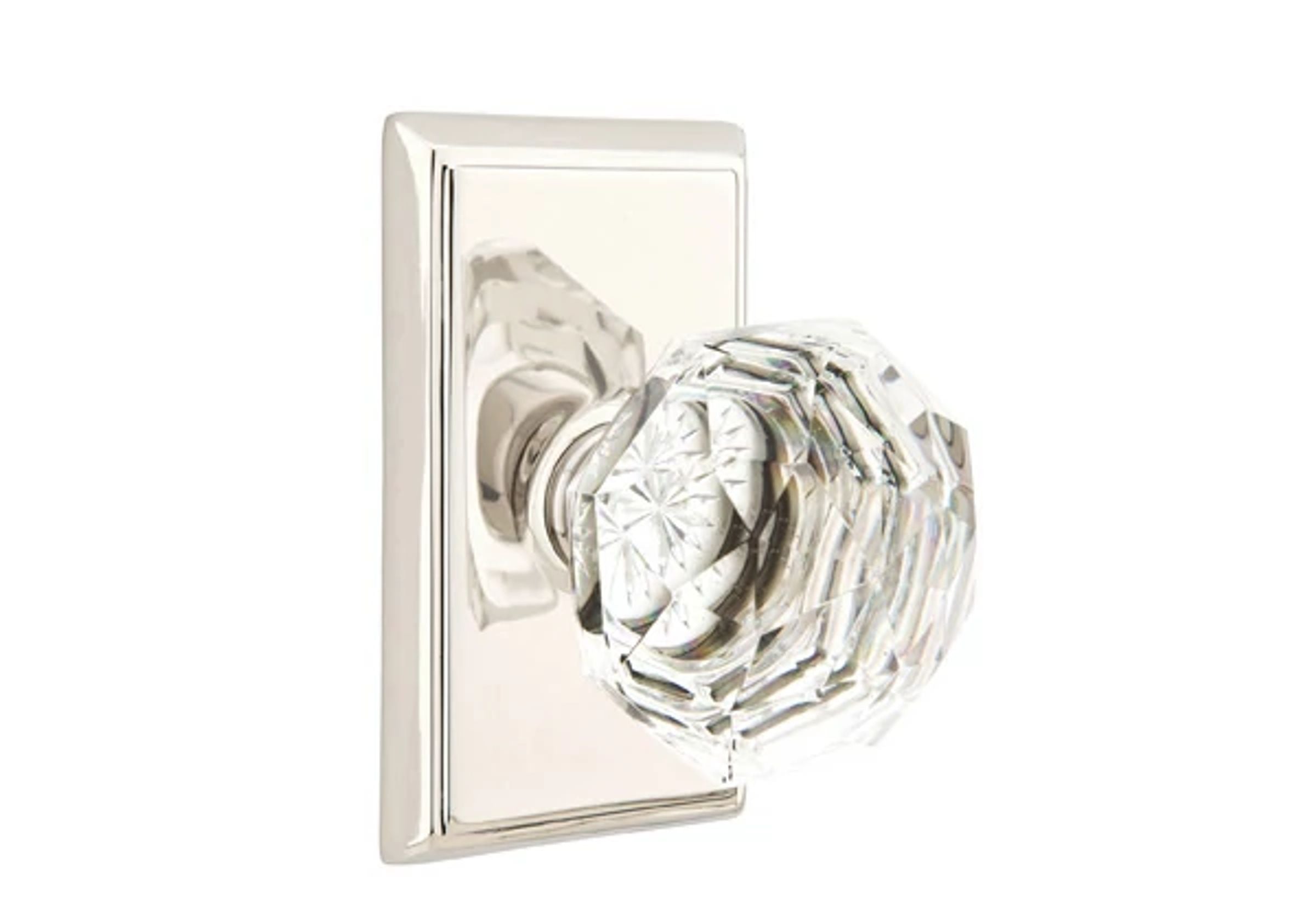 Emtek Diamond Glass Knob Set with Rectangular Rosette