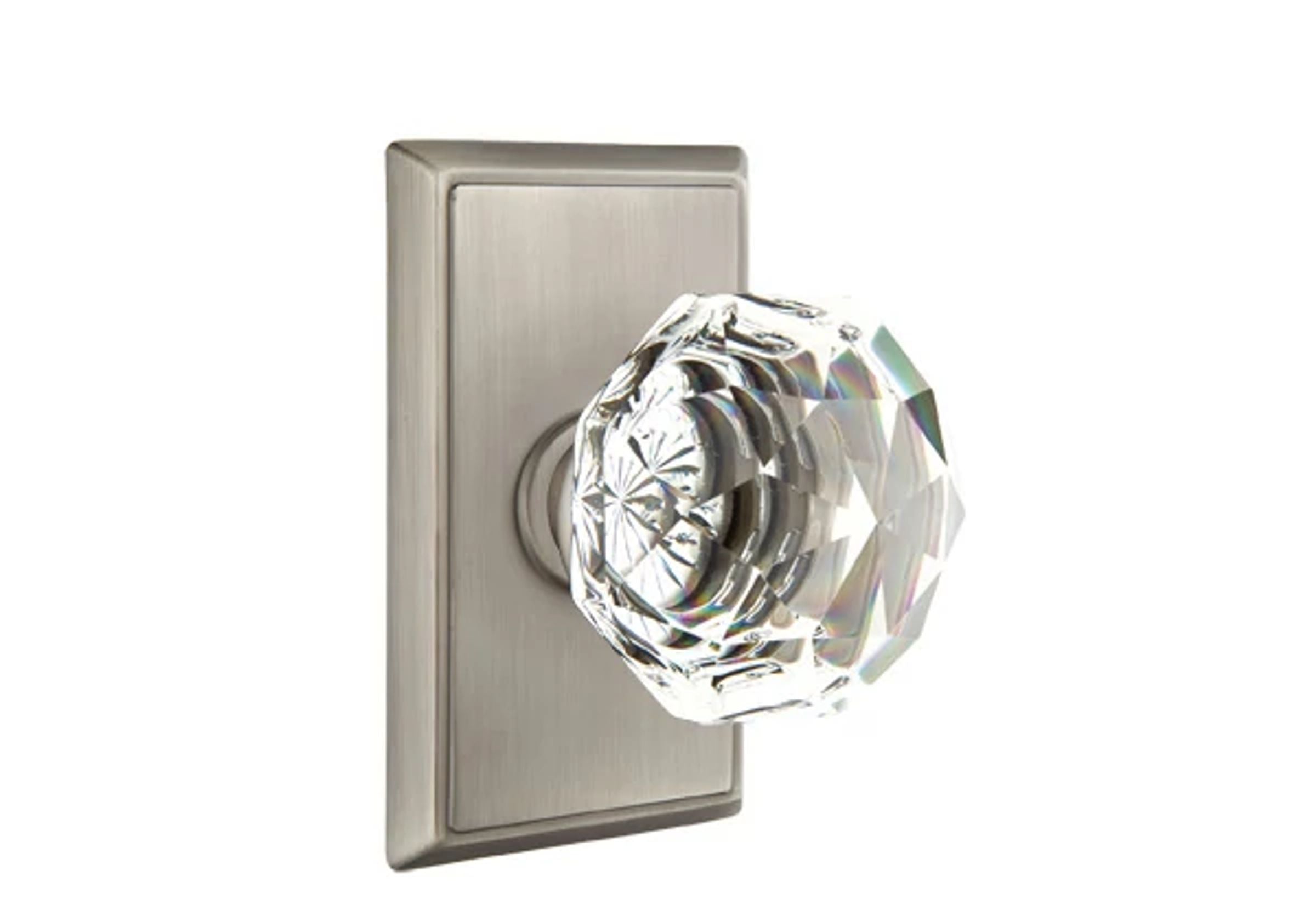 Emtek Diamond Glass Knob Set with Rectangular Rosette