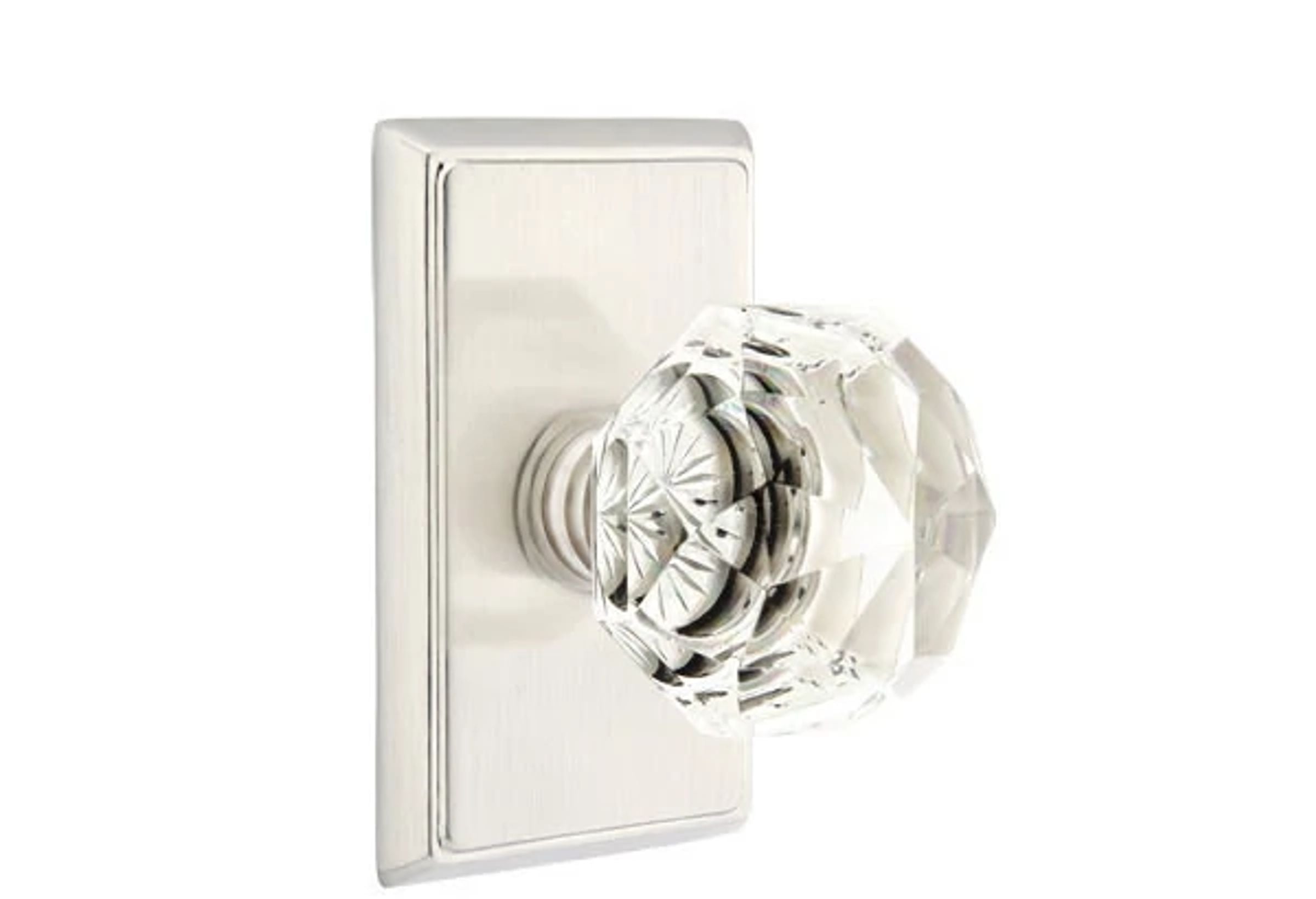 Emtek Diamond Glass Knob Set with Rectangular Rosette