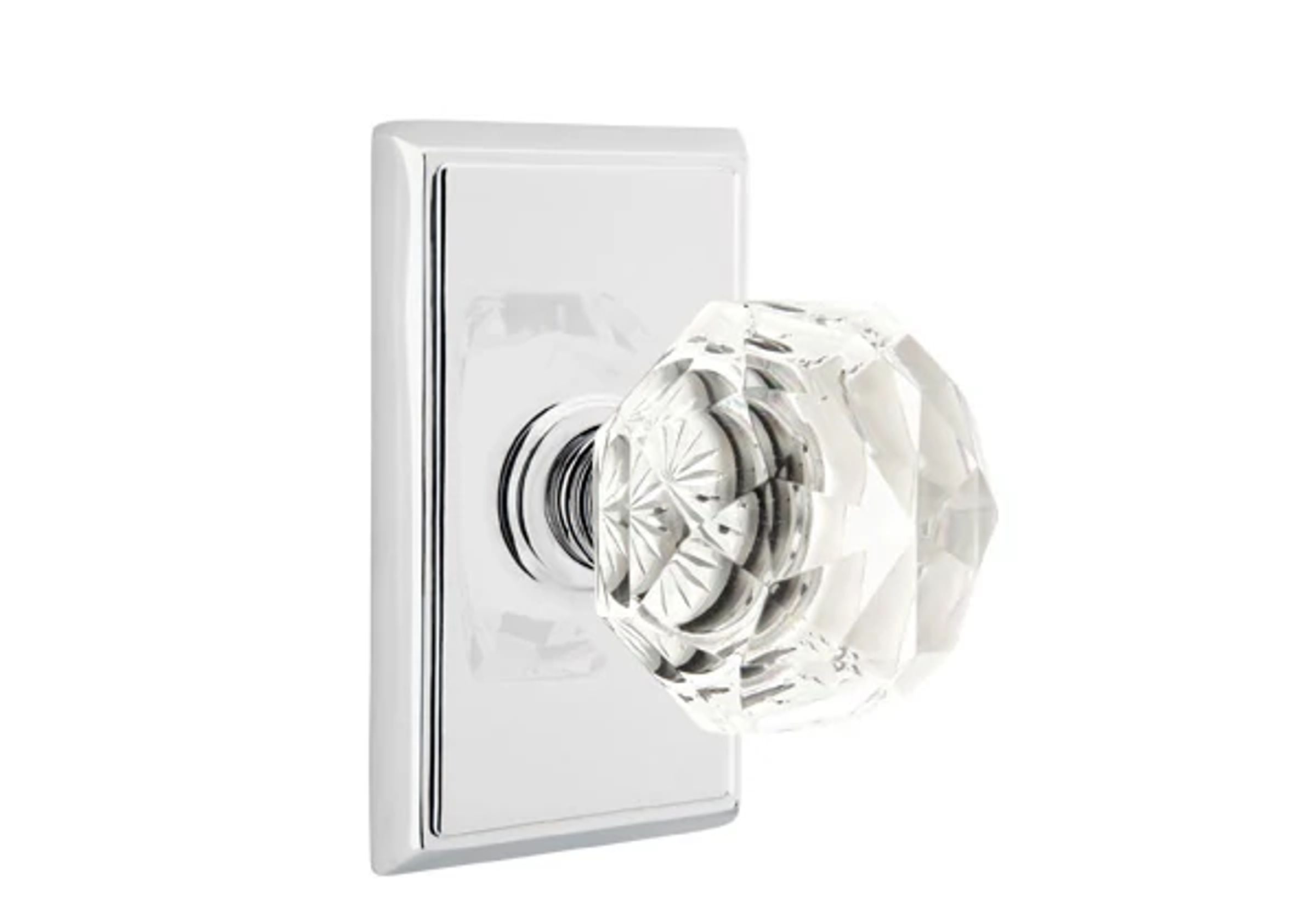 Emtek Concealed Fastener Diamond Glass Knob Set with Rectangular Rosette