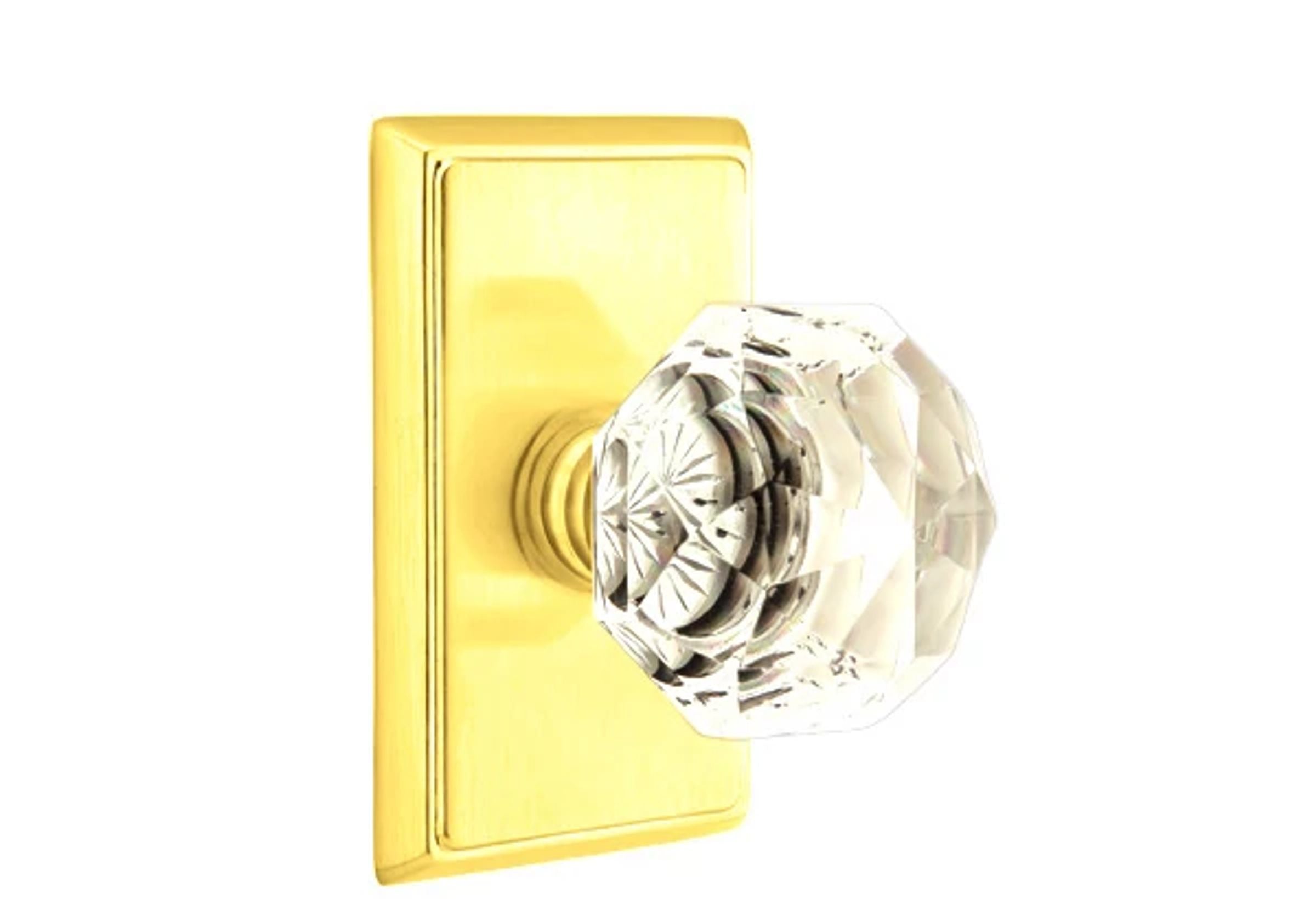 Emtek Diamond Glass Knob Set with Rectangular Rosette