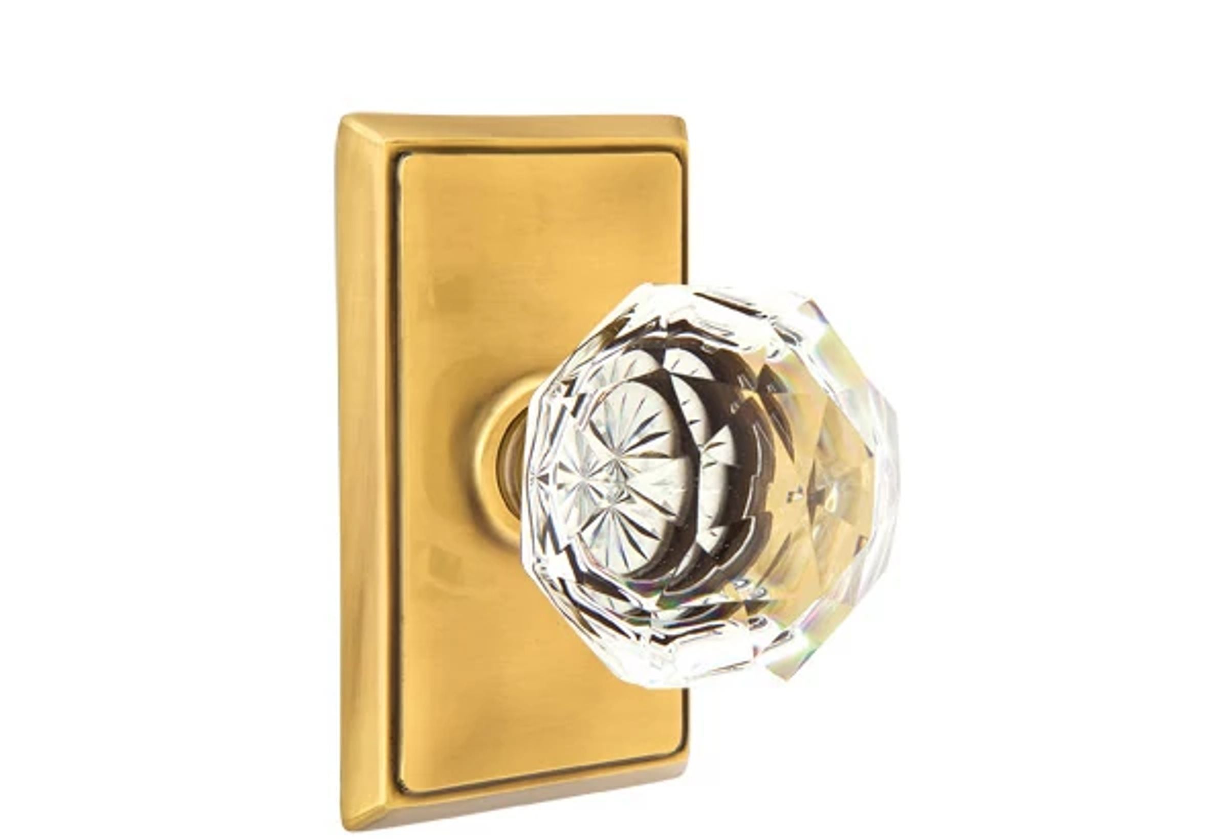 Emtek Diamond Glass Knob Set with Rectangular Rosette