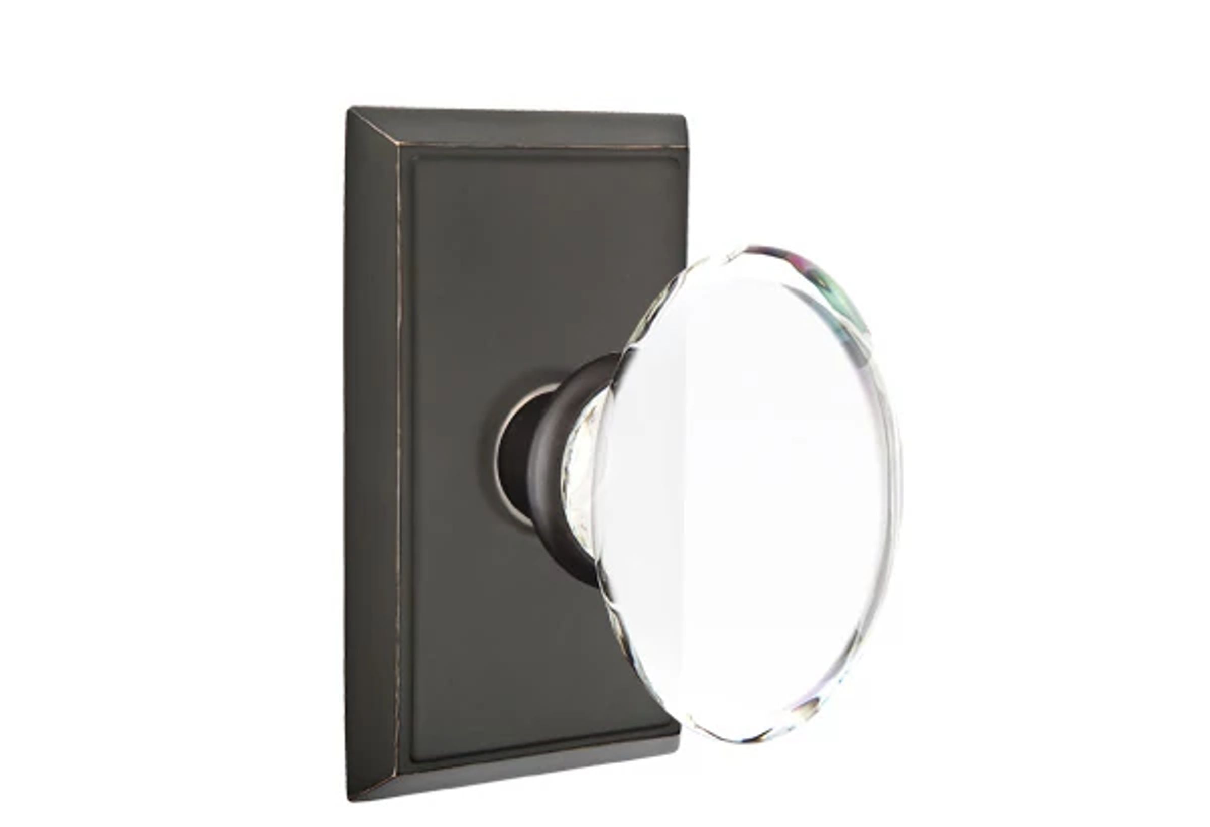 Emtek Concealed Fastener Hampton Glass Knob Set with Rectangular Rosette