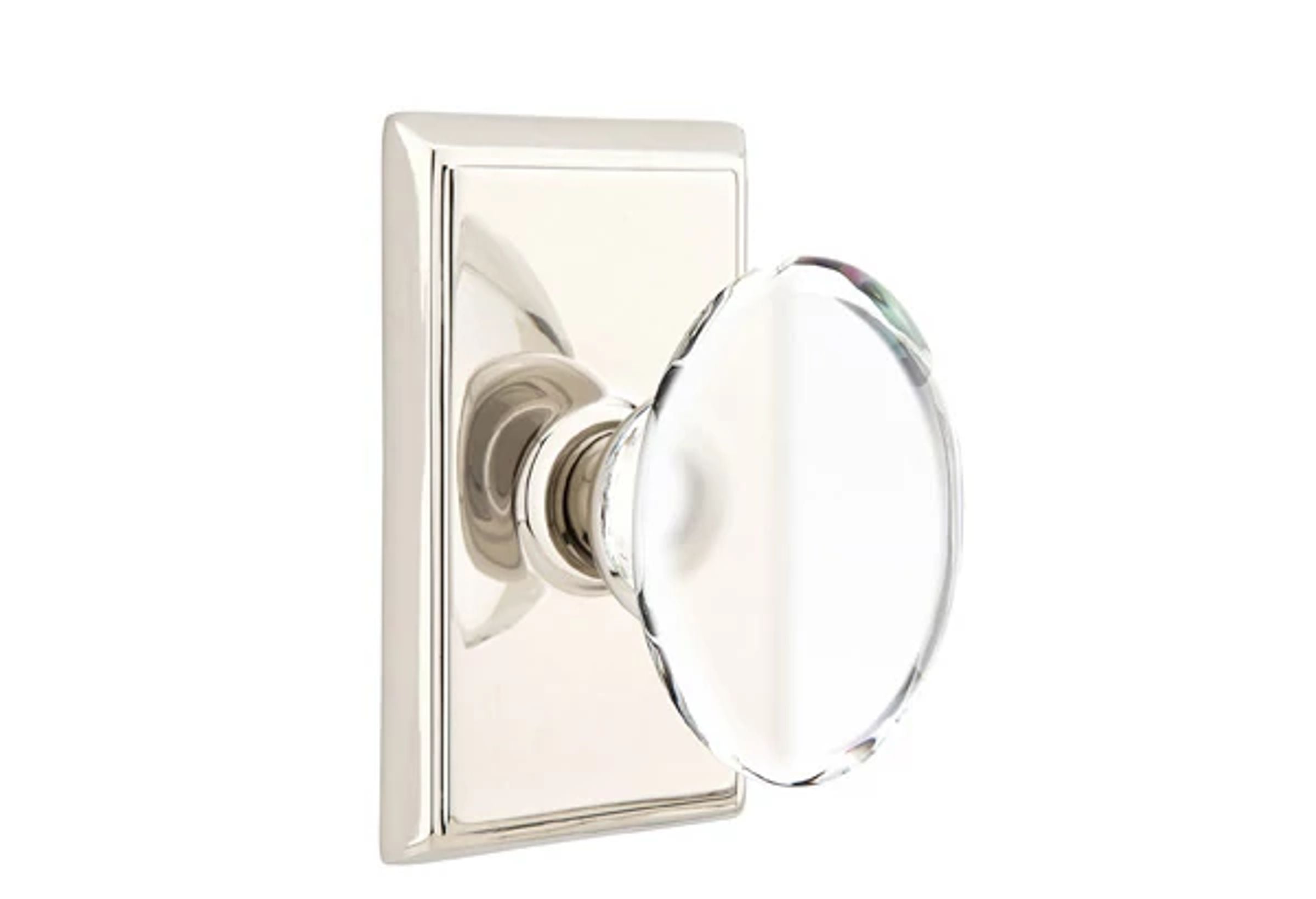 Emtek Concealed Fastener Hampton Glass Knob Set with Rectangular Rosette