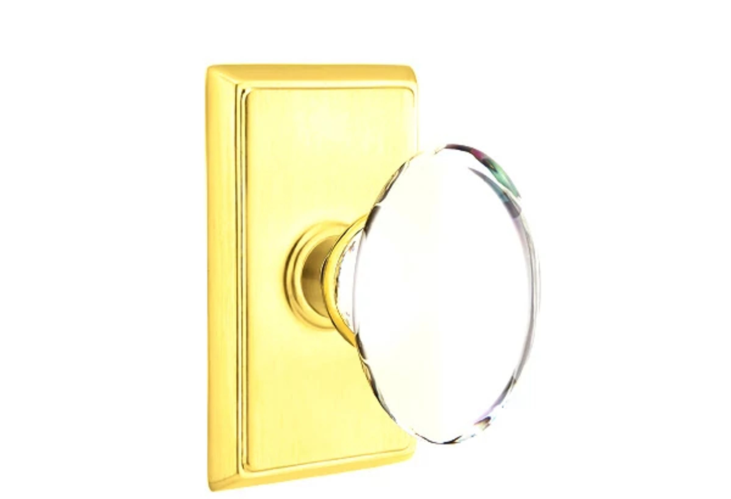 Emtek Concealed Fastener Hampton Glass Knob Set with Rectangular Rosette