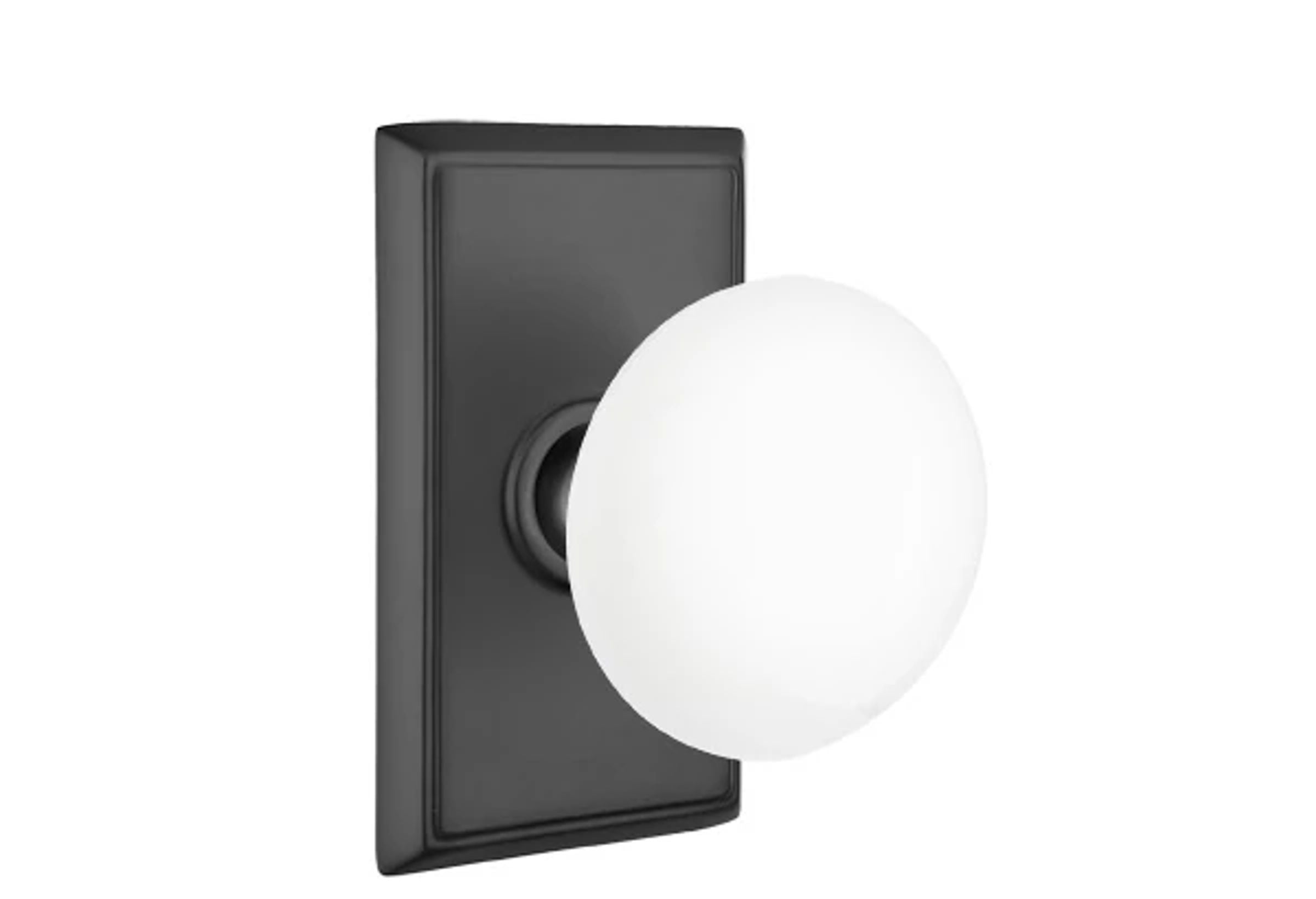 Emtek Ice White Porcelain Knob Set with Rectangular Rosette