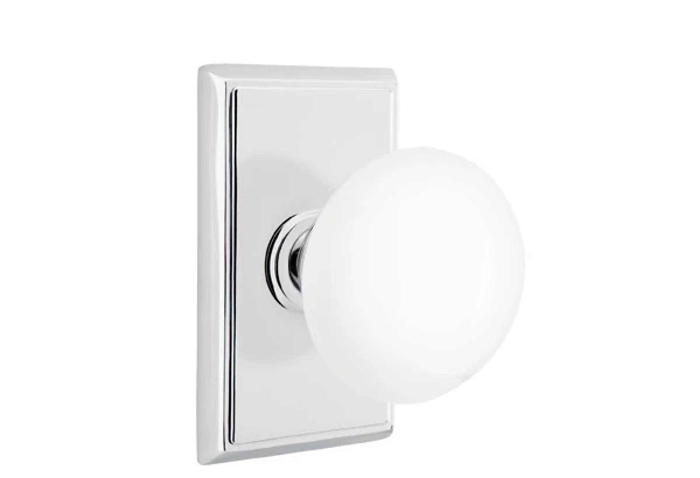 Emtek Ice White Porcelain Knob Set with Rectangular Rosette
