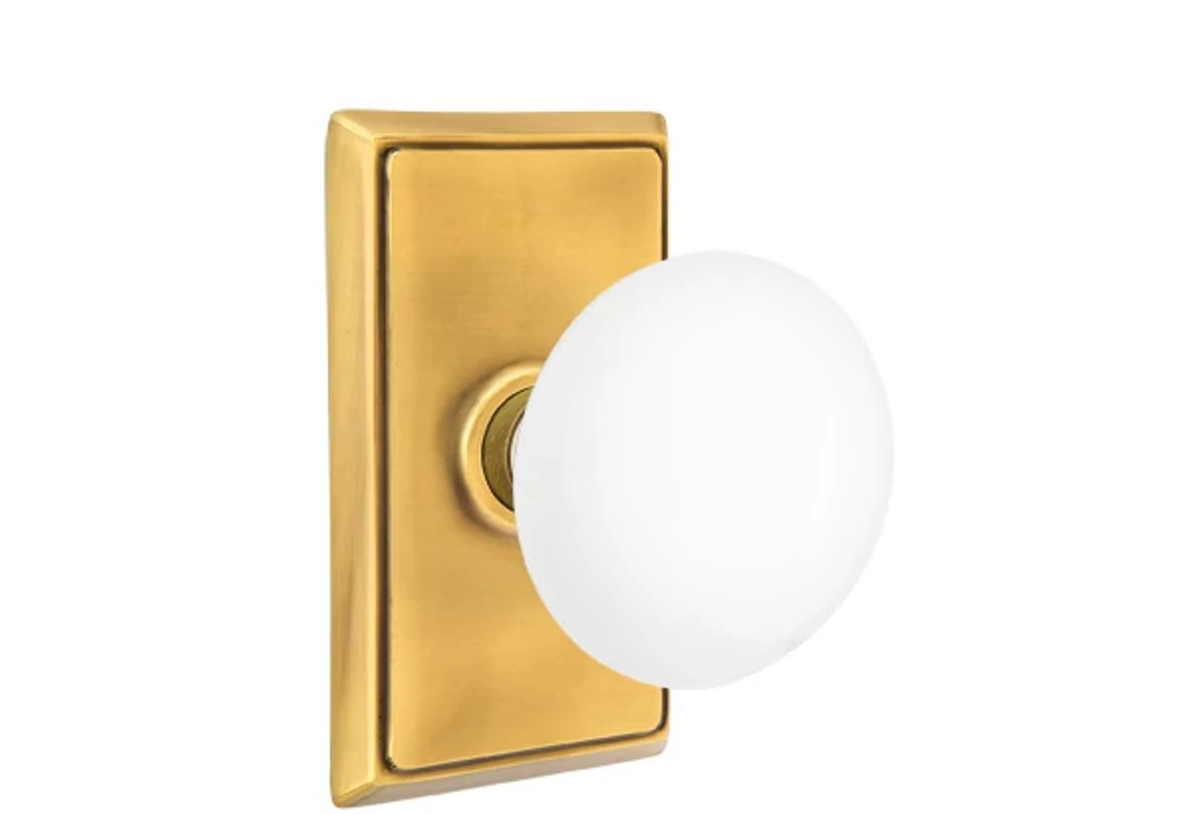 Emtek Ice White Porcelain Knob Set with Rectangular Rosette