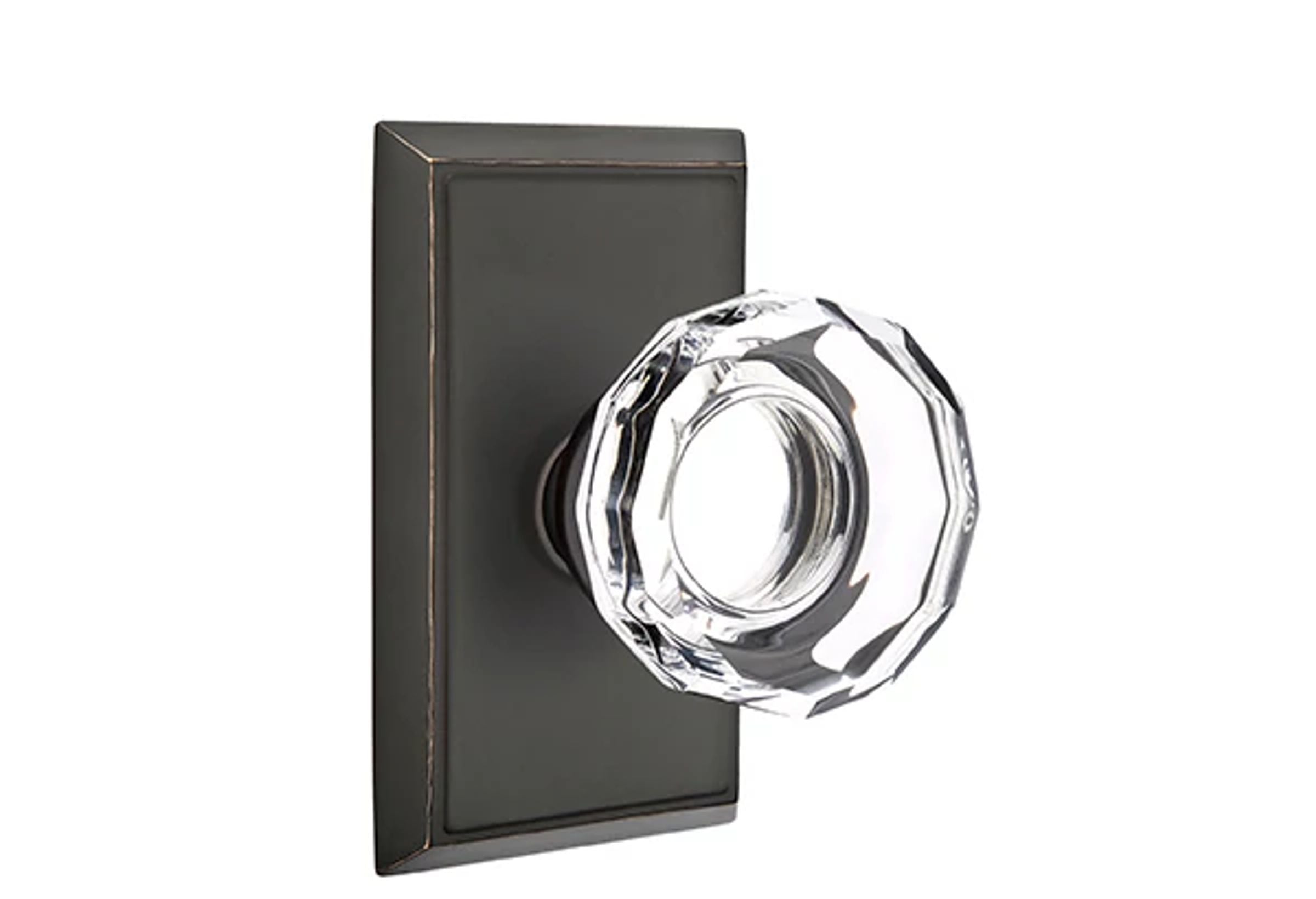 Emtek Concealed Fastener Lowell Glass Knob Set with Rectangular Rosette