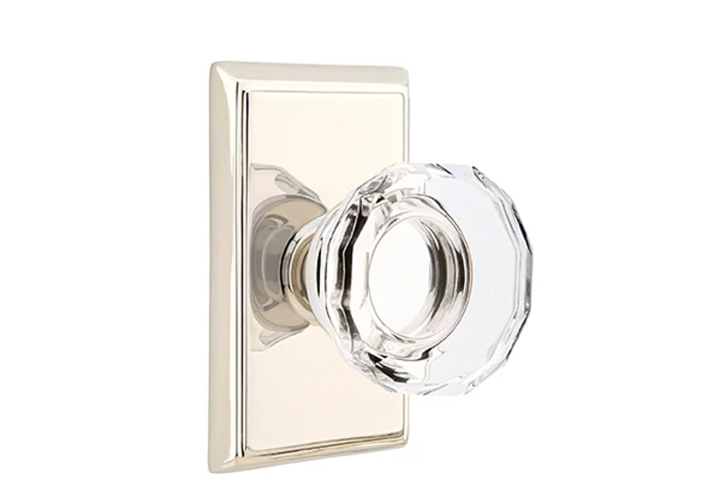 Emtek Concealed Fastener Lowell Glass Knob Set with Rectangular Rosette