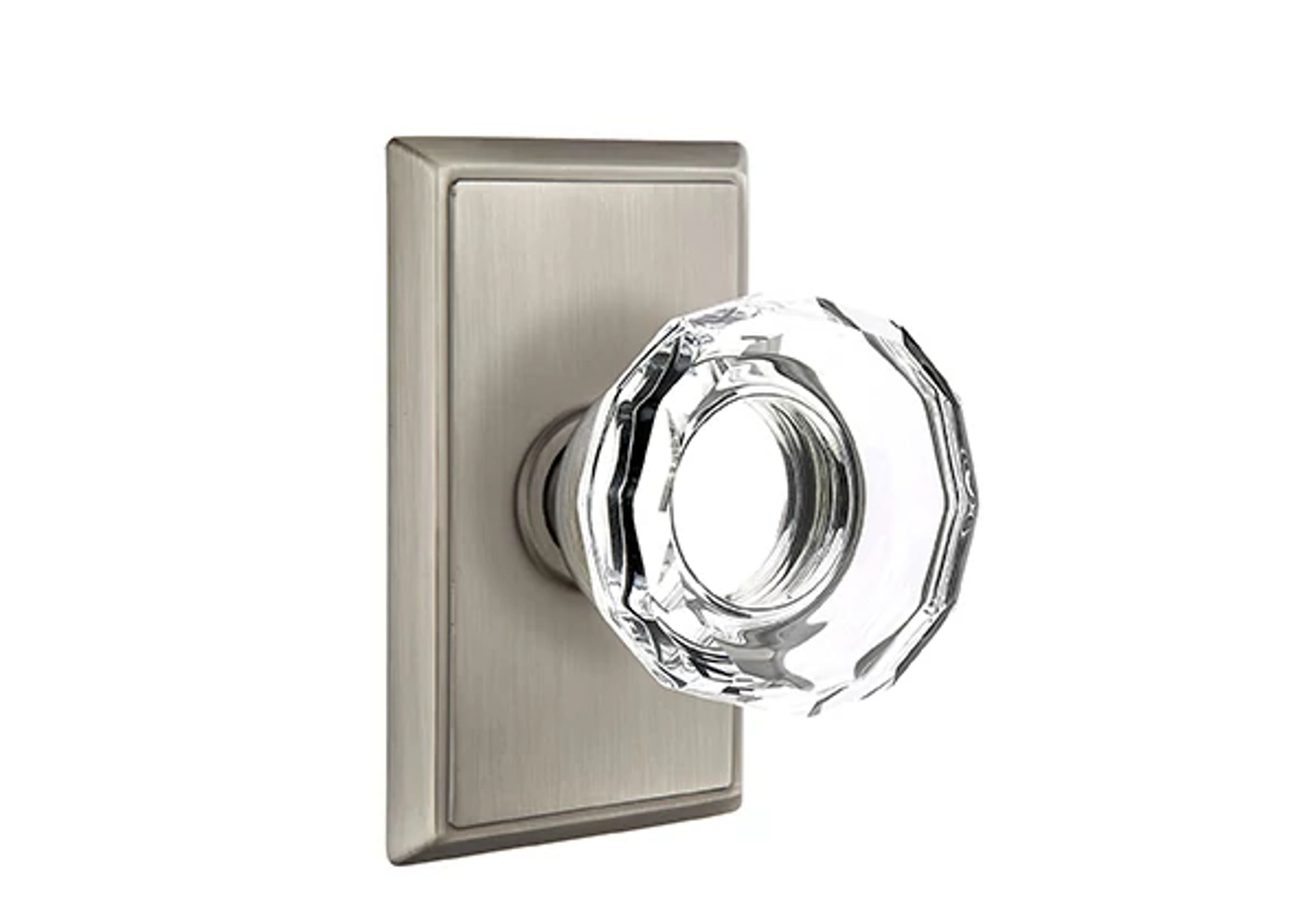 Emtek Concealed Fastener Lowell Glass Knob Set with Rectangular Rosette