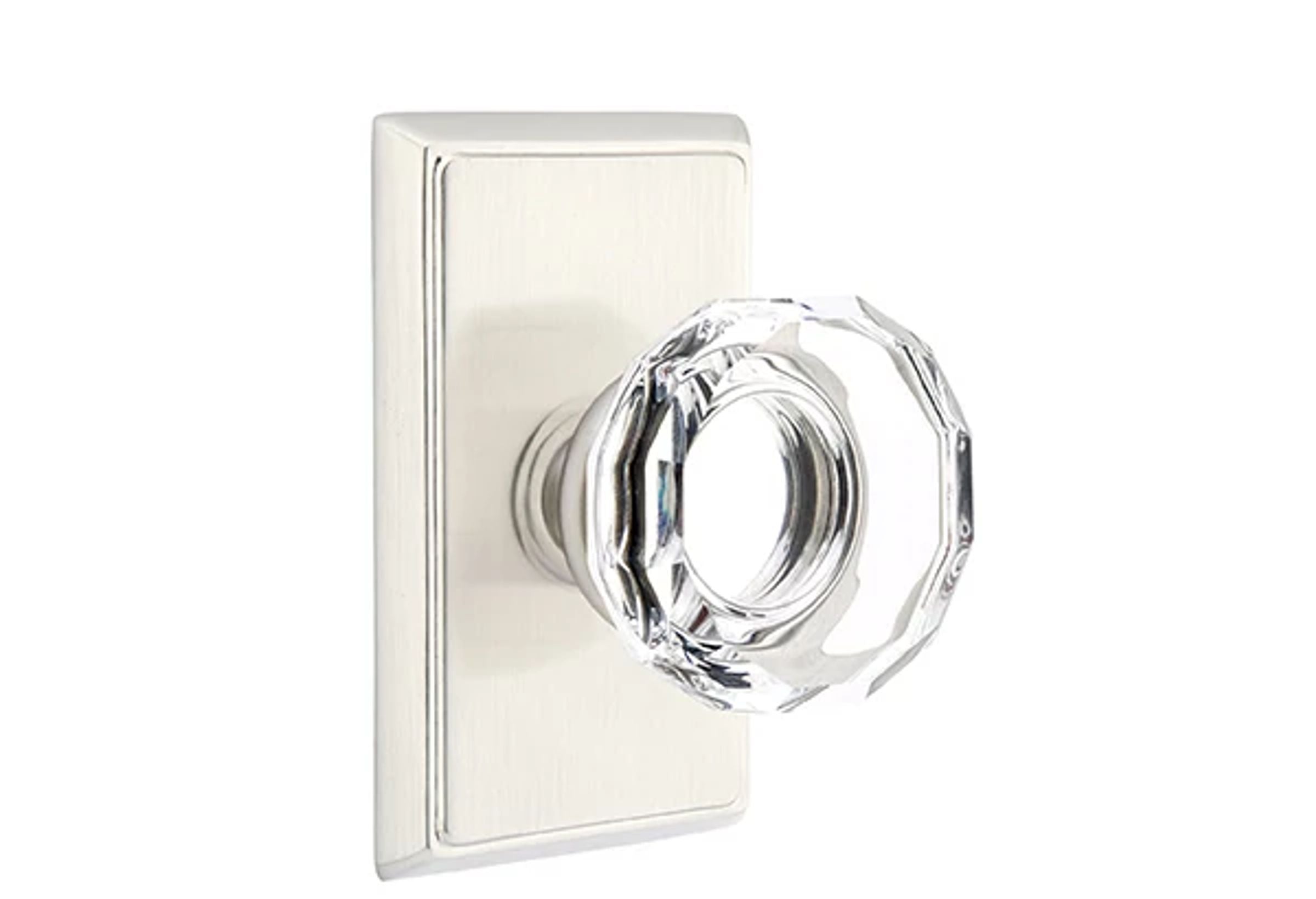 Emtek Lowell Glass Knob Set with Rectangular Rosette