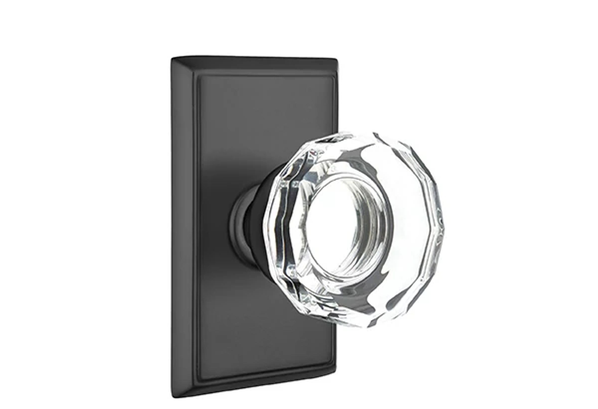 Emtek Concealed Fastener Lowell Glass Knob Set with Rectangular Rosette