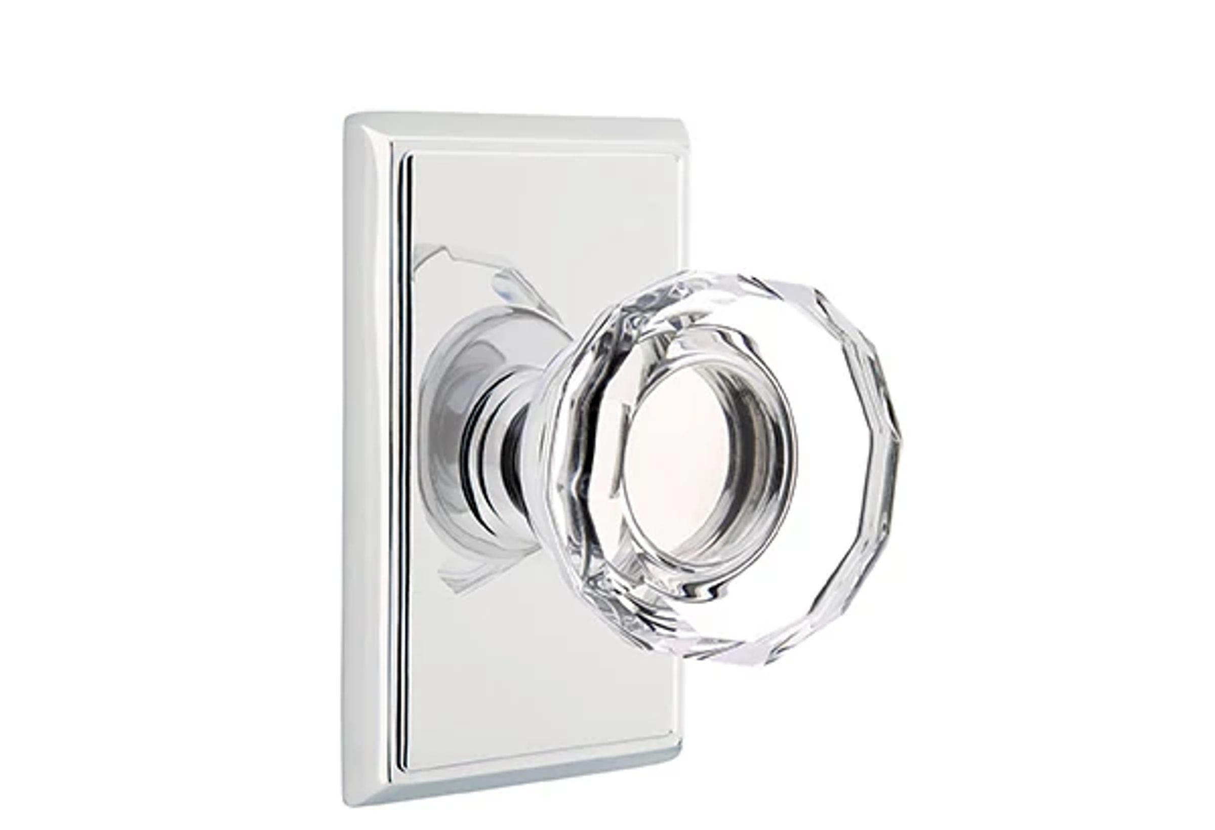 Emtek Concealed Fastener Lowell Glass Knob Set with Rectangular Rosette
