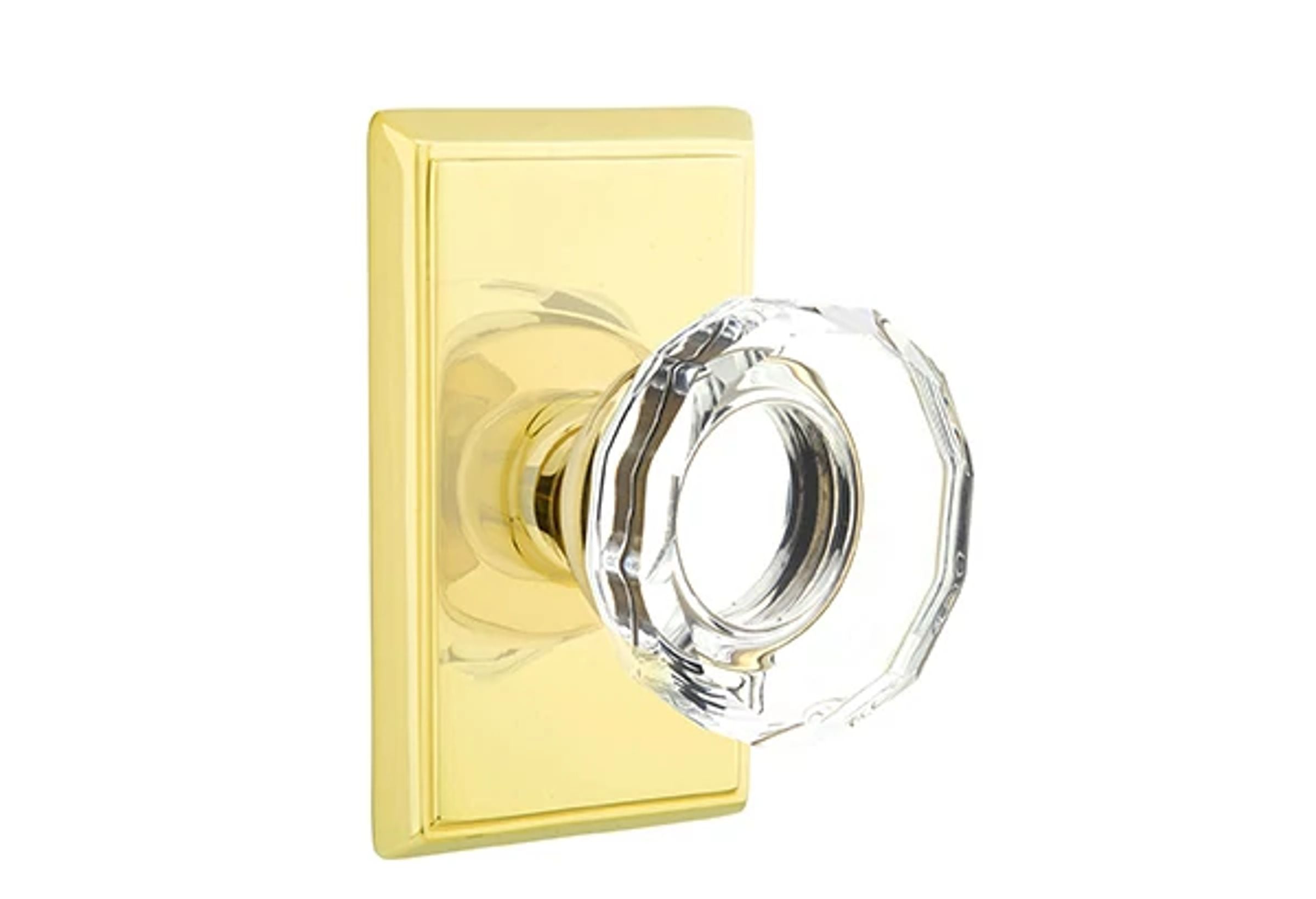 Emtek Lowell Glass Knob Set with Rectangular Rosette