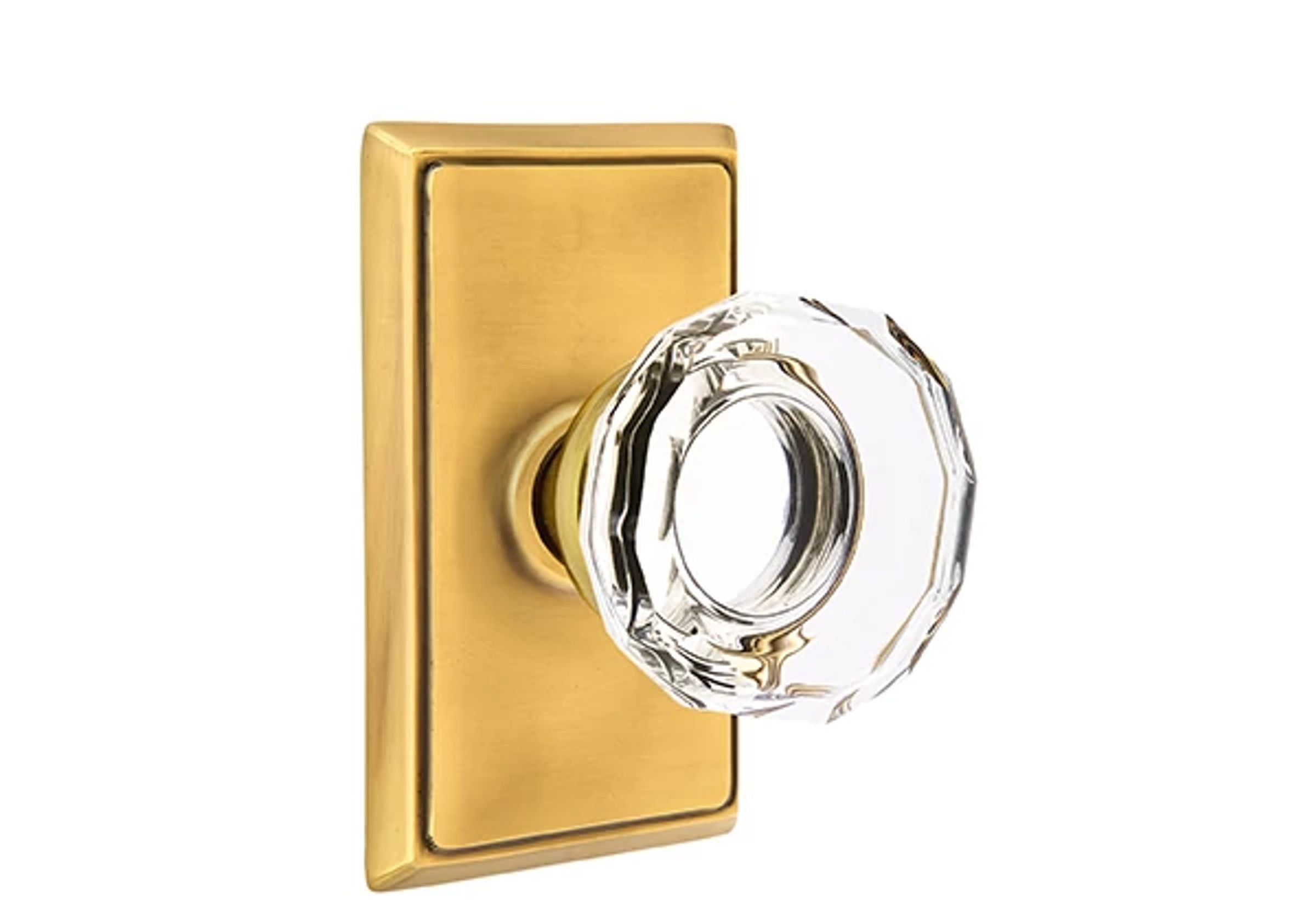 Emtek Concealed Fastener Lowell Glass Knob Set with Rectangular Rosette