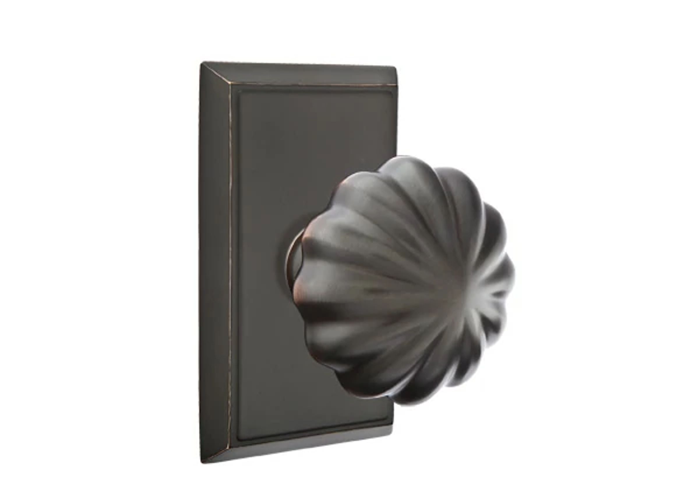 Emtek Concealed Fastener Melon Knob Set with Rectangular Rosette