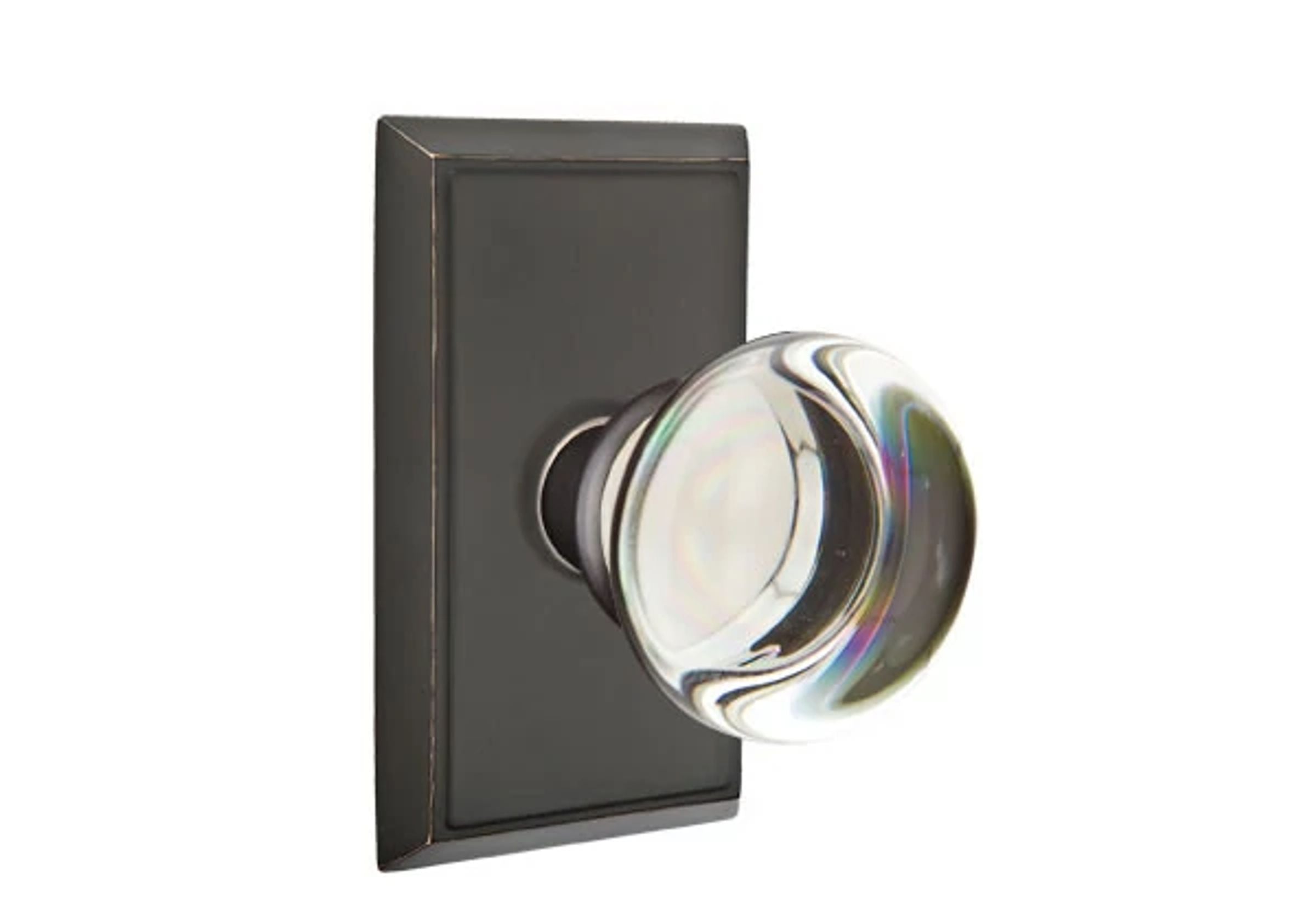 Emtek Providence Glass Knob Set with Rectangular Rosette