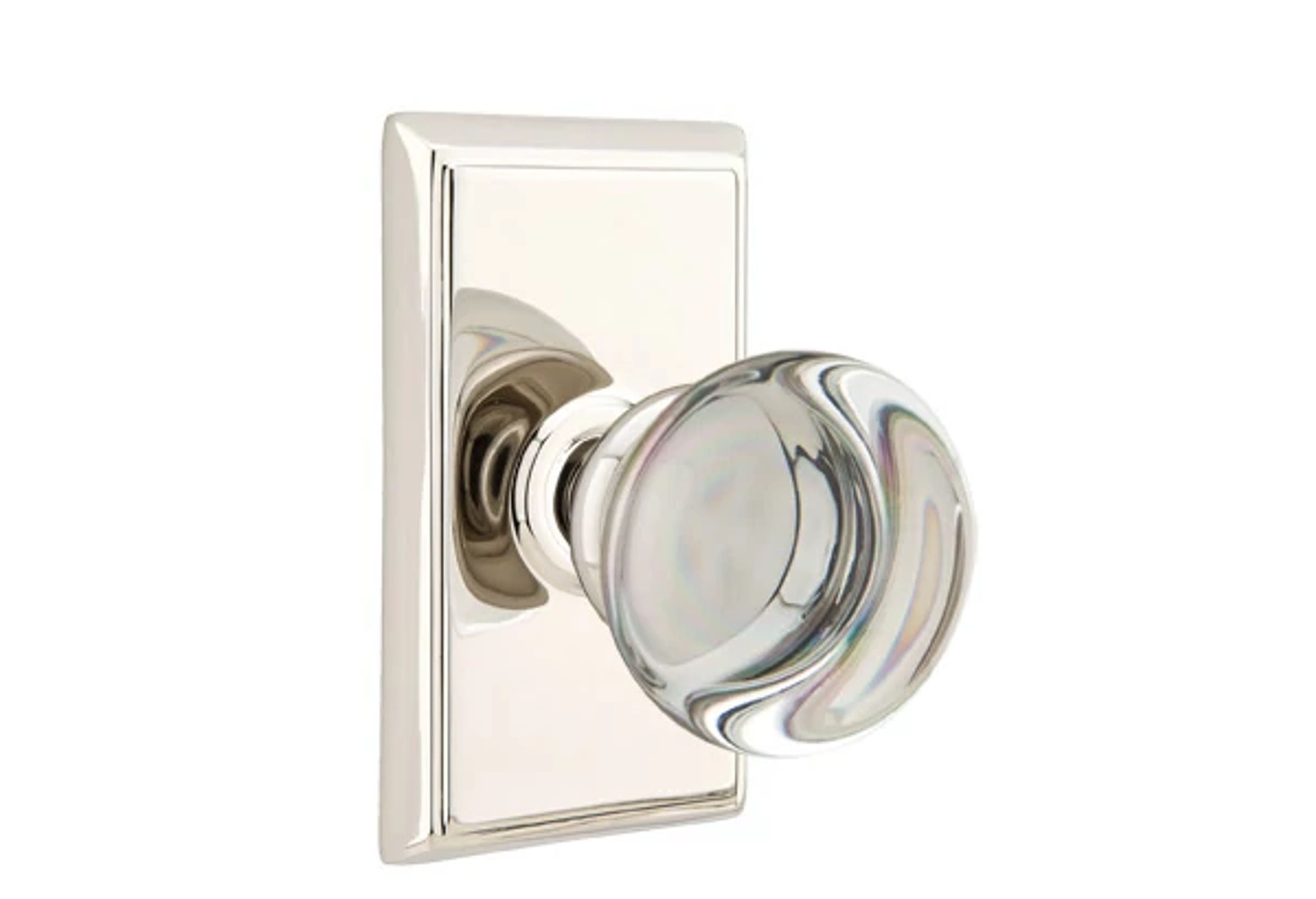 Emtek Concealed Fastener Providence Glass Knob Set with Rectangular Rosette