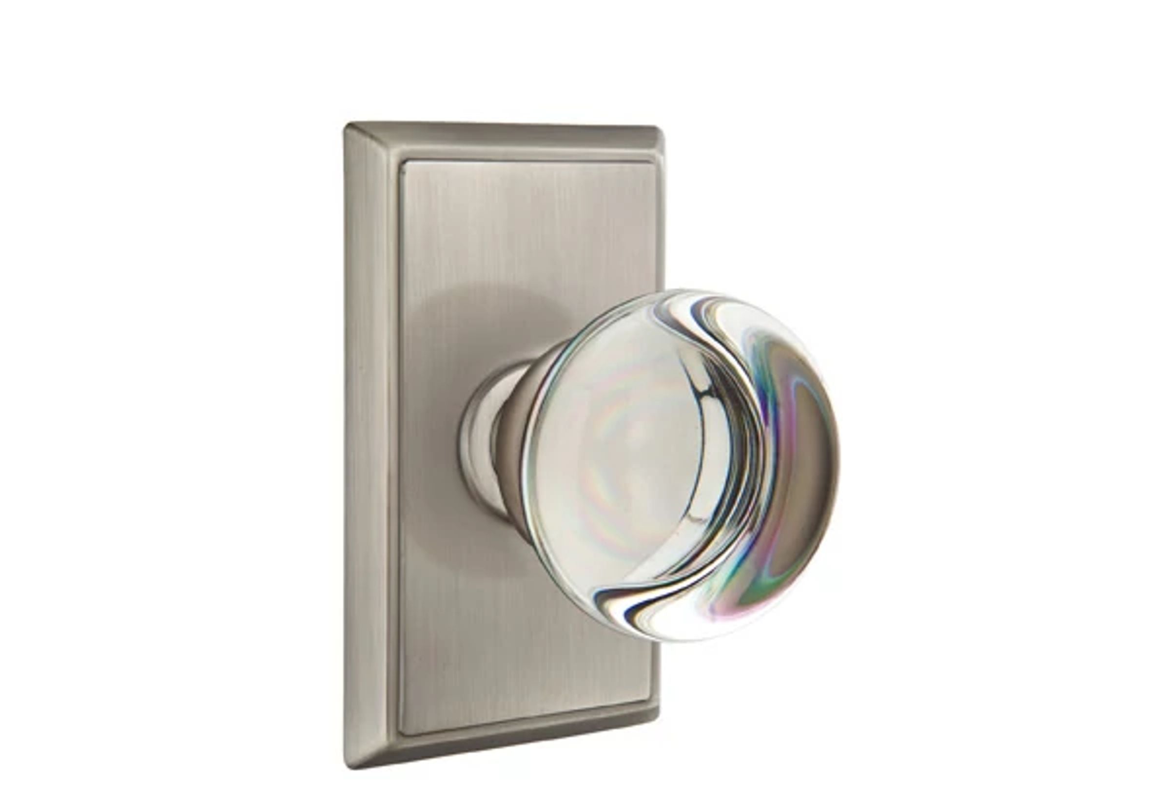 Emtek Concealed Fastener Providence Glass Knob Set with Rectangular Rosette