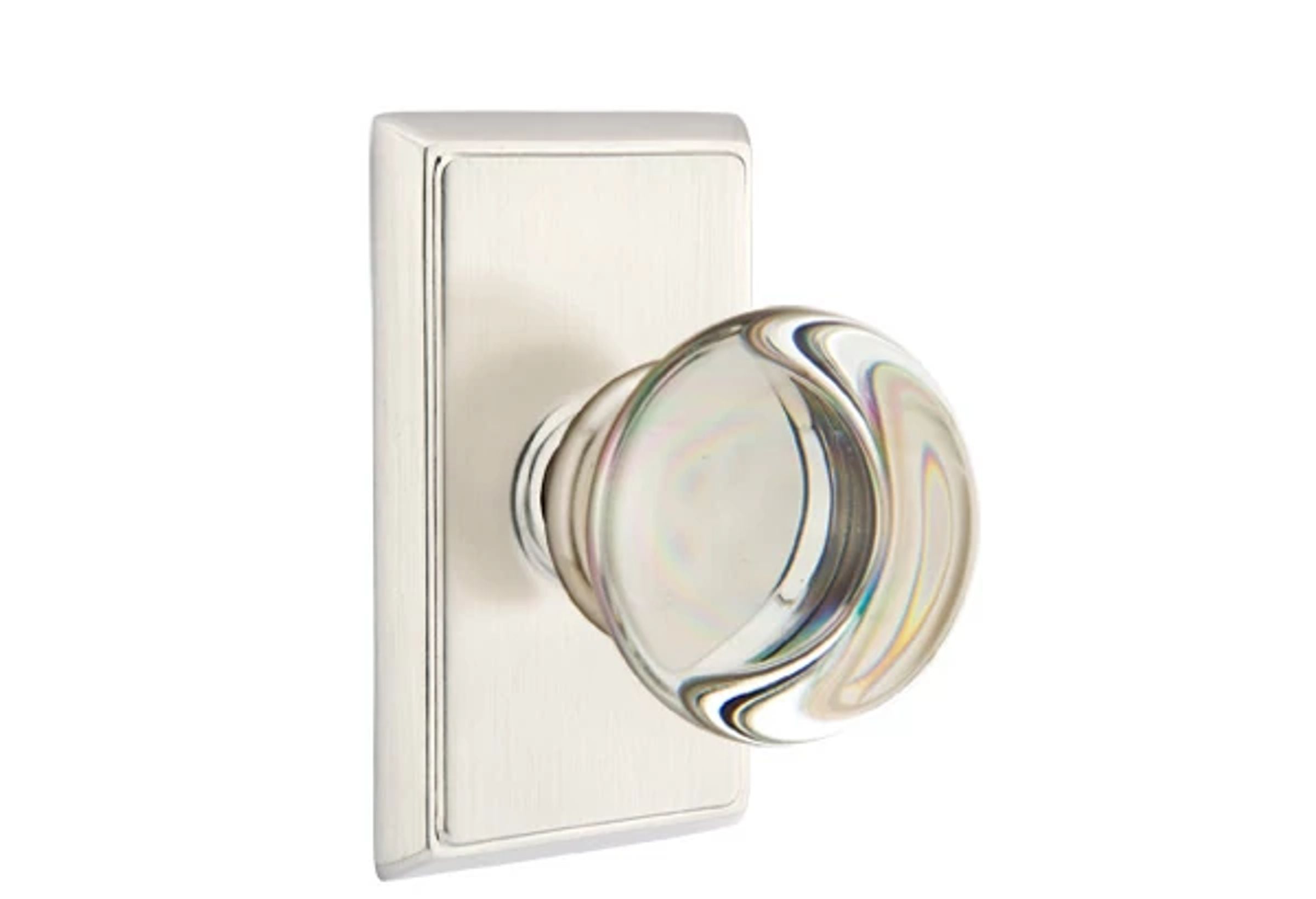 Emtek Concealed Fastener Providence Glass Knob Set with Rectangular Rosette