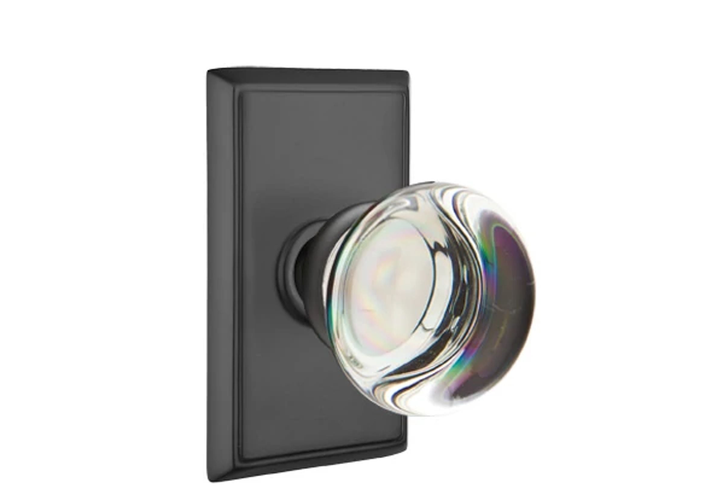 Emtek Concealed Fastener Providence Glass Knob Set with Rectangular Rosette