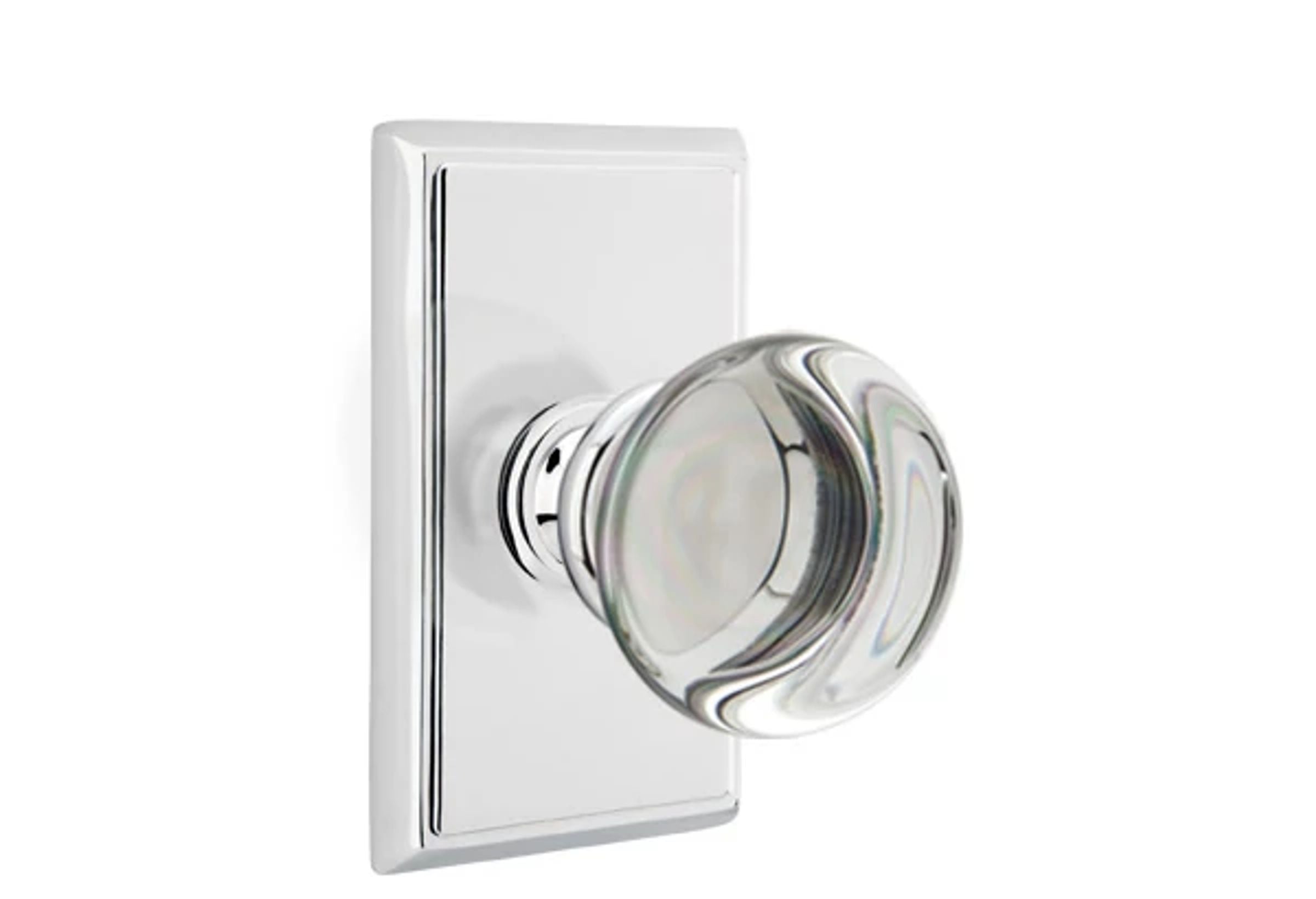 Emtek Providence Glass Knob Set with Rectangular Rosette