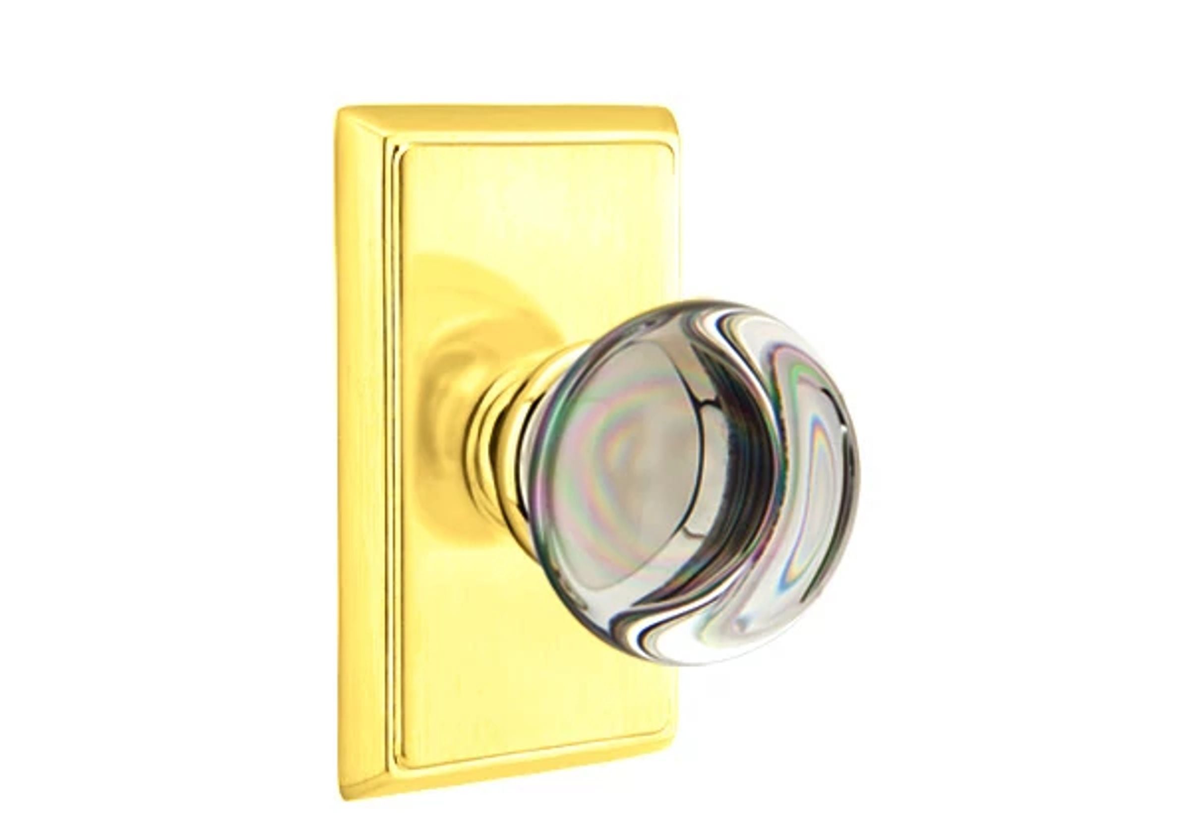 Emtek Providence Glass Knob Set with Rectangular Rosette