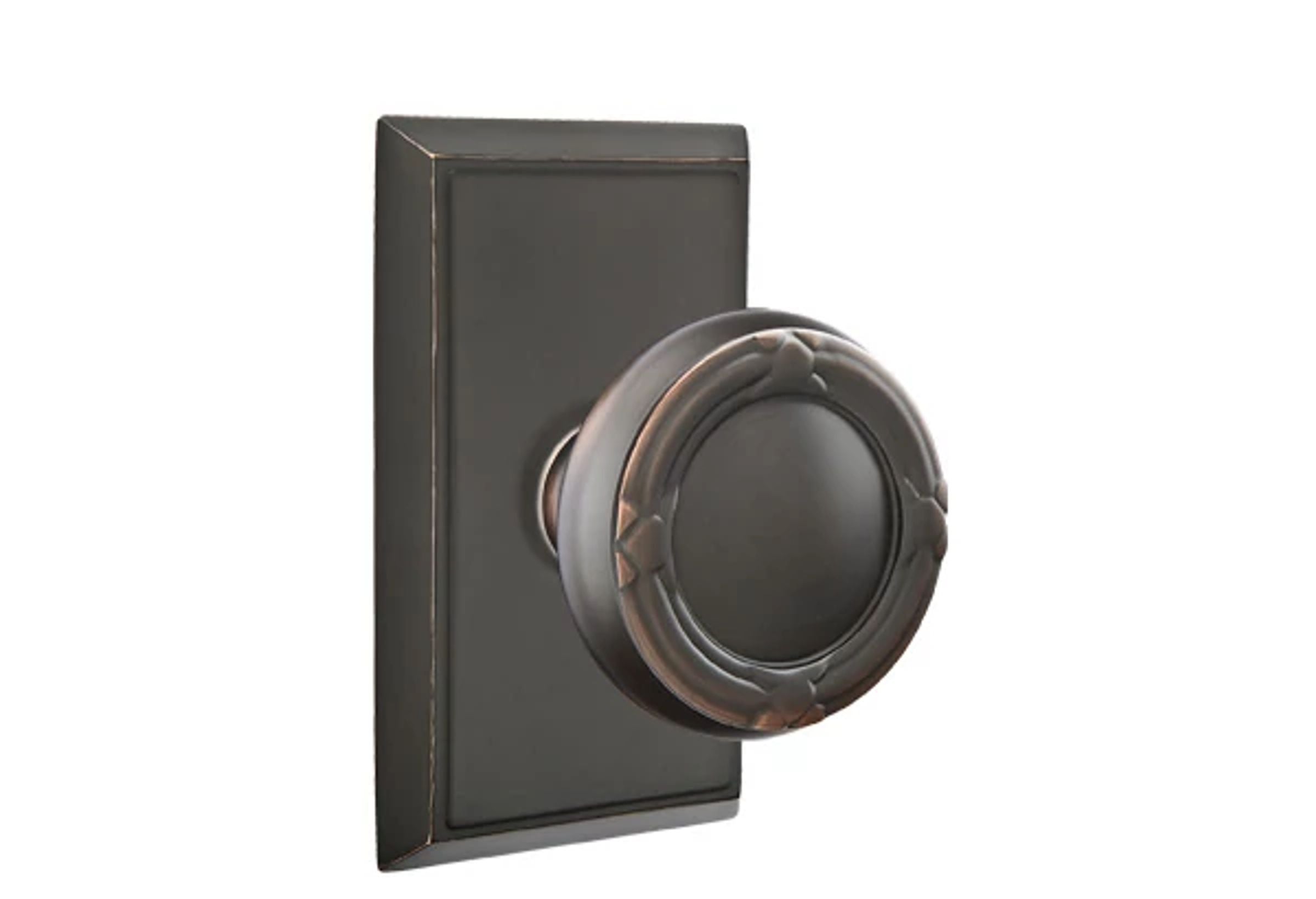 Emtek Concealed Fastener Ribbon & Reed Knob Set with Rectangular Rosette