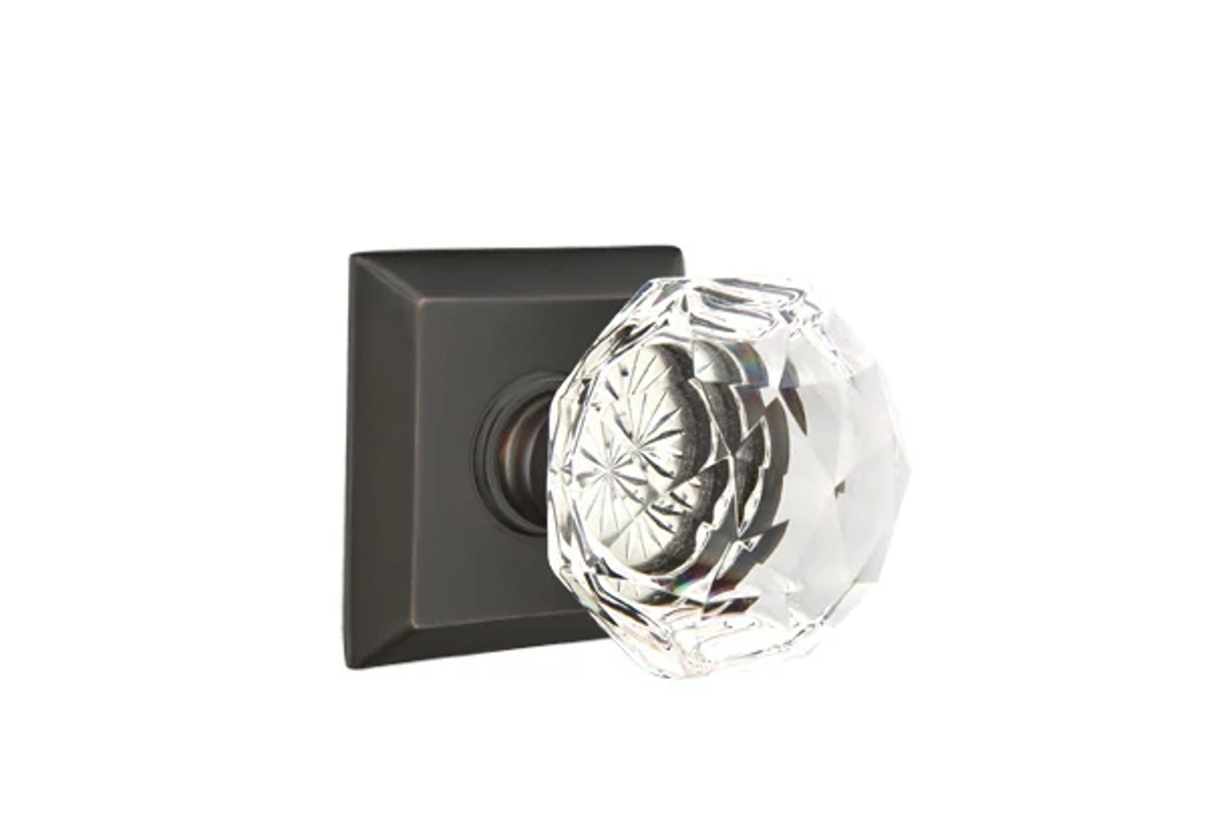 Emtek Concealed Fastener Diamond Glass Knob Set with Quincy Rosette