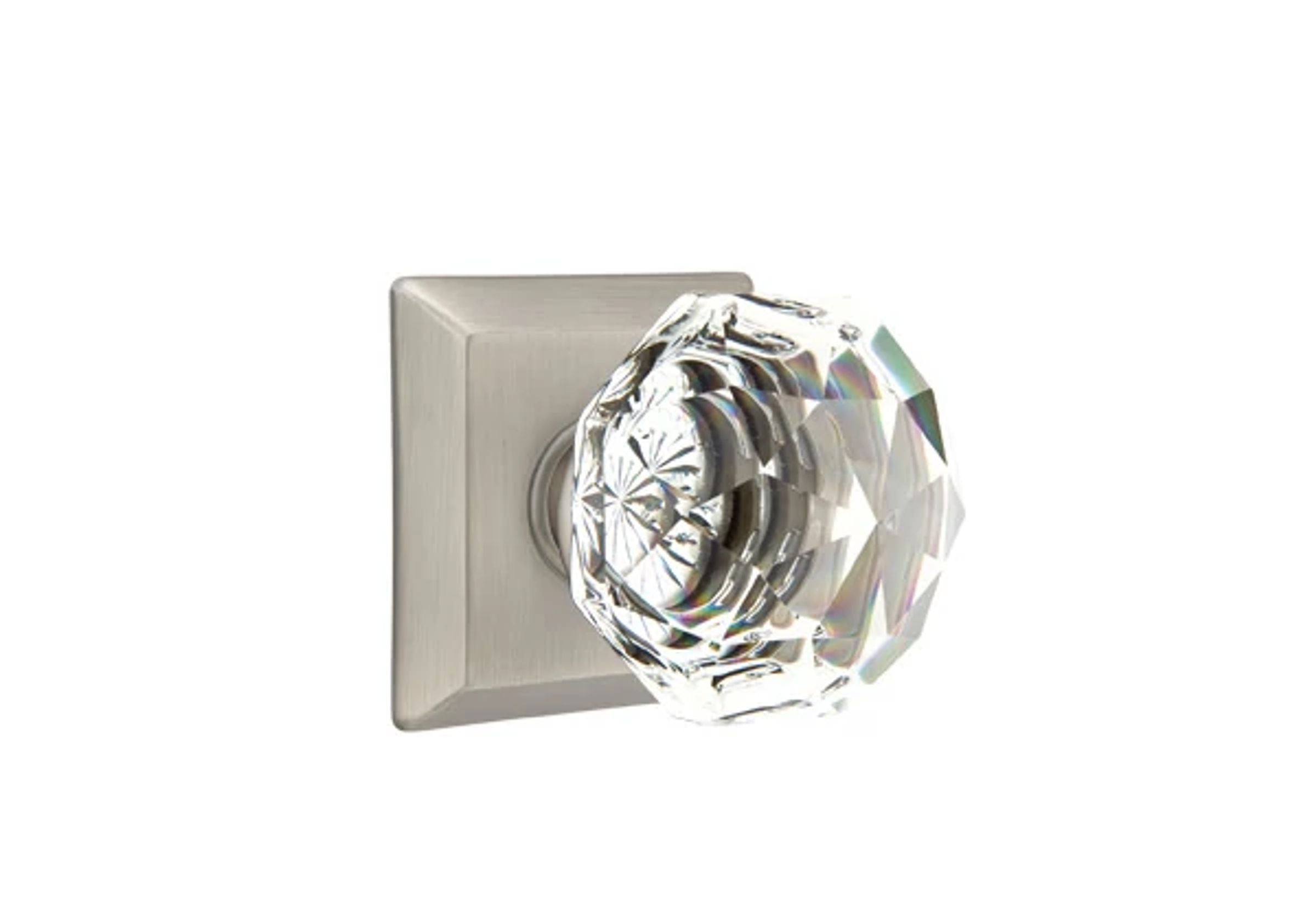 Emtek Concealed Fastener Diamond Glass Knob Set with Quincy Rosette