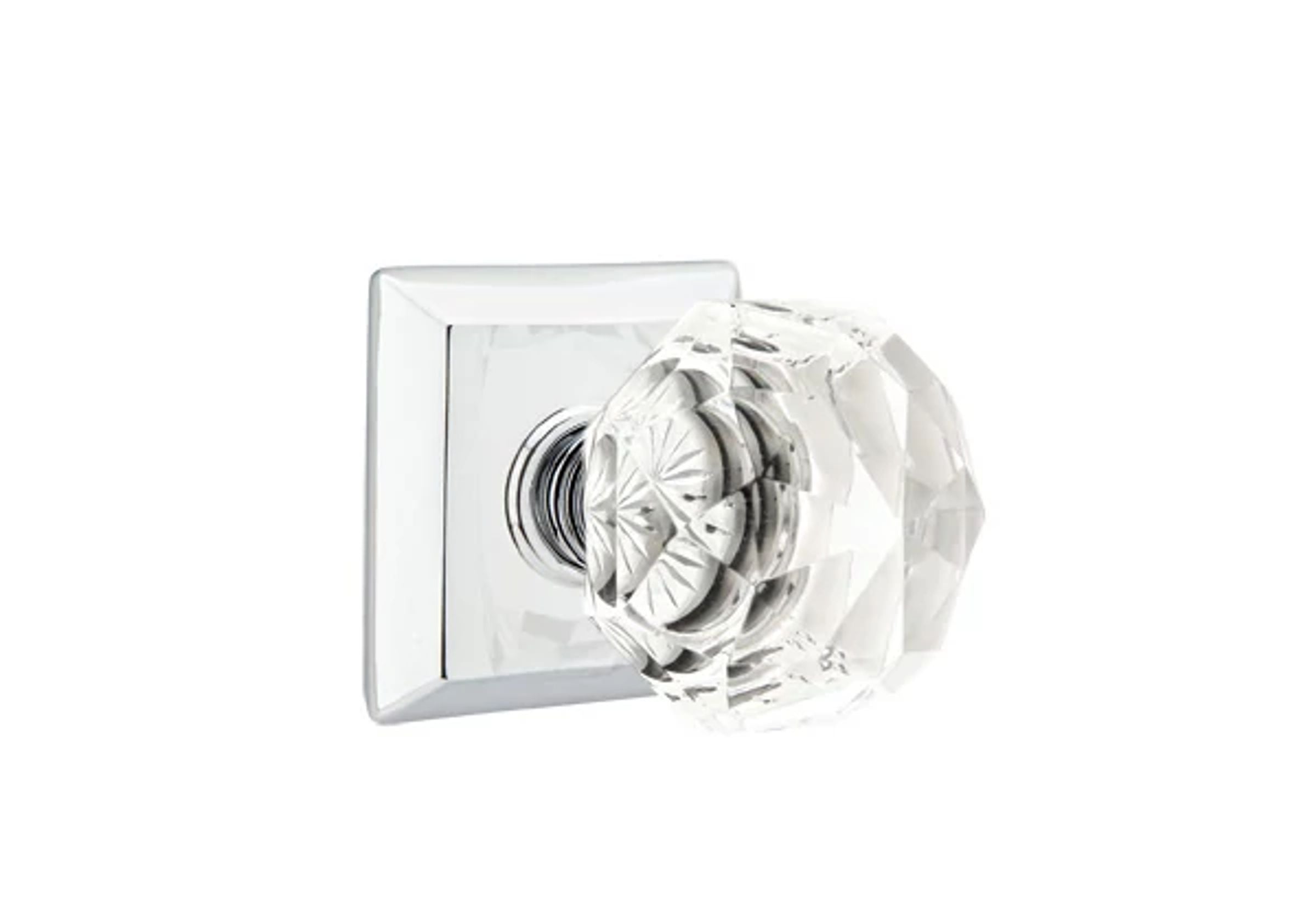 Emtek Diamond Glass Knob Set with Quincy Rosette