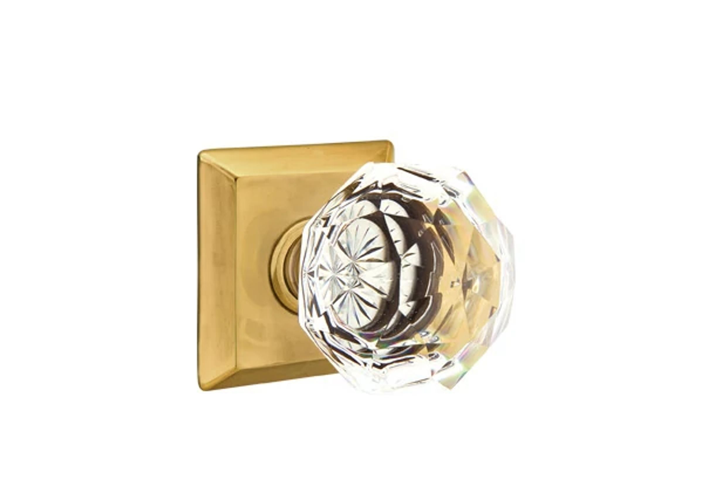 Emtek Concealed Fastener Diamond Glass Knob Set with Quincy Rosette