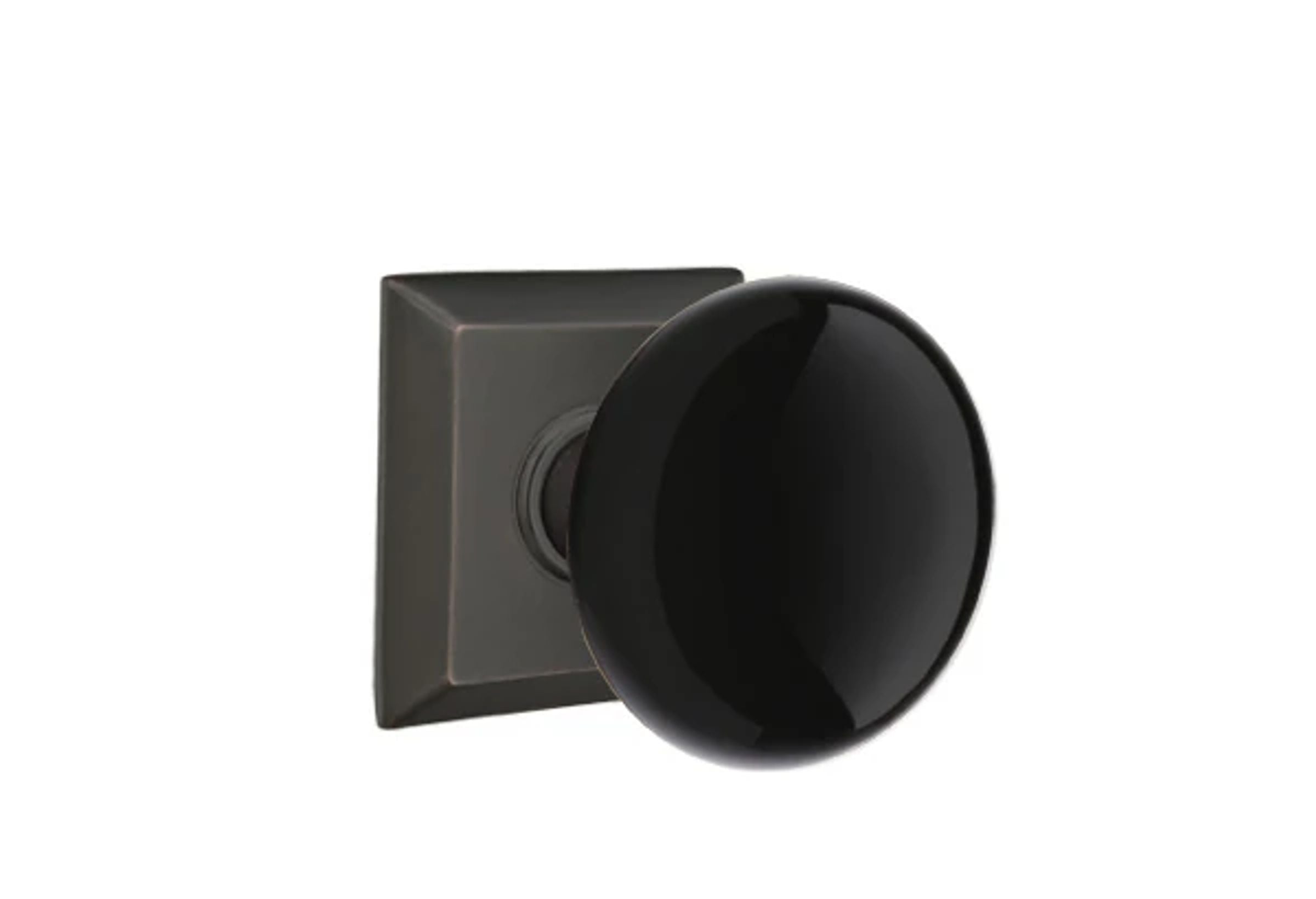 Emtek Ebony Porcelain Knob Set with Quincy Rosette