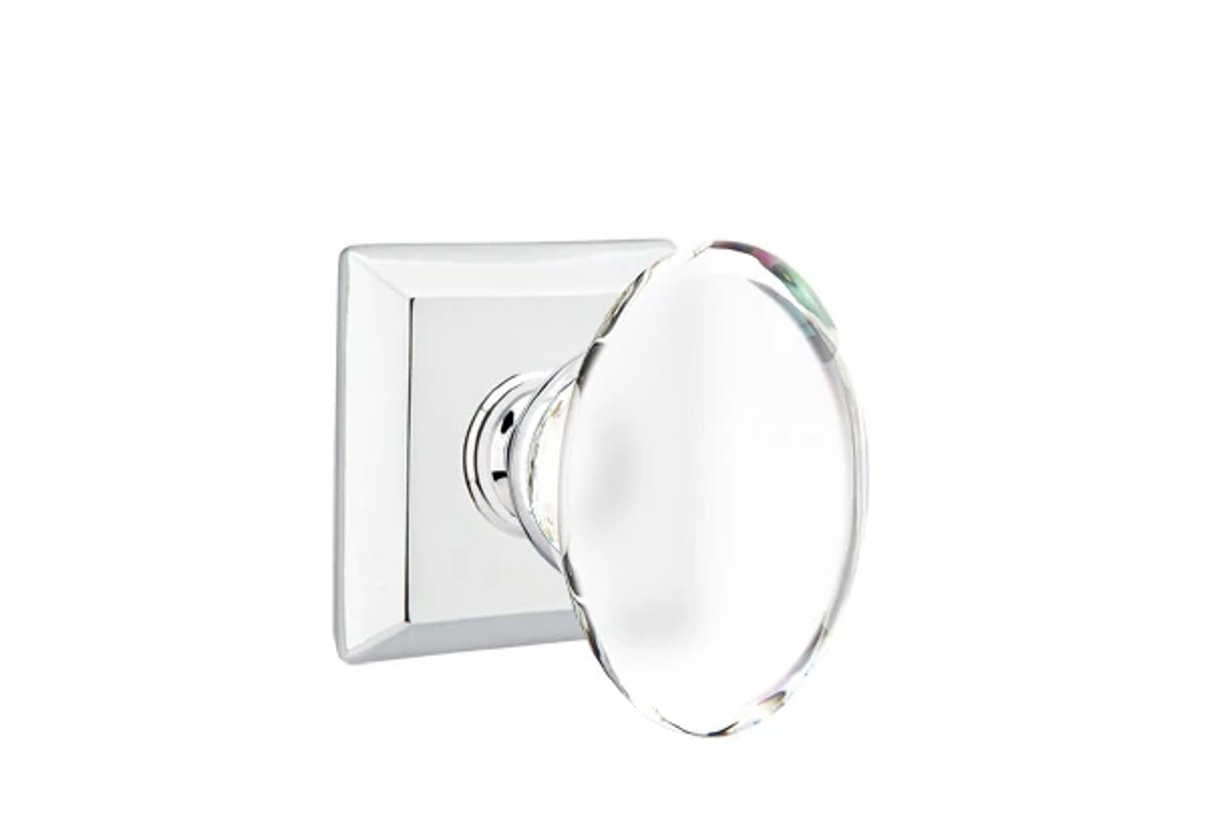 Emtek Concealed Fastener Hampton Glass Knob Set with Quincy Rosette