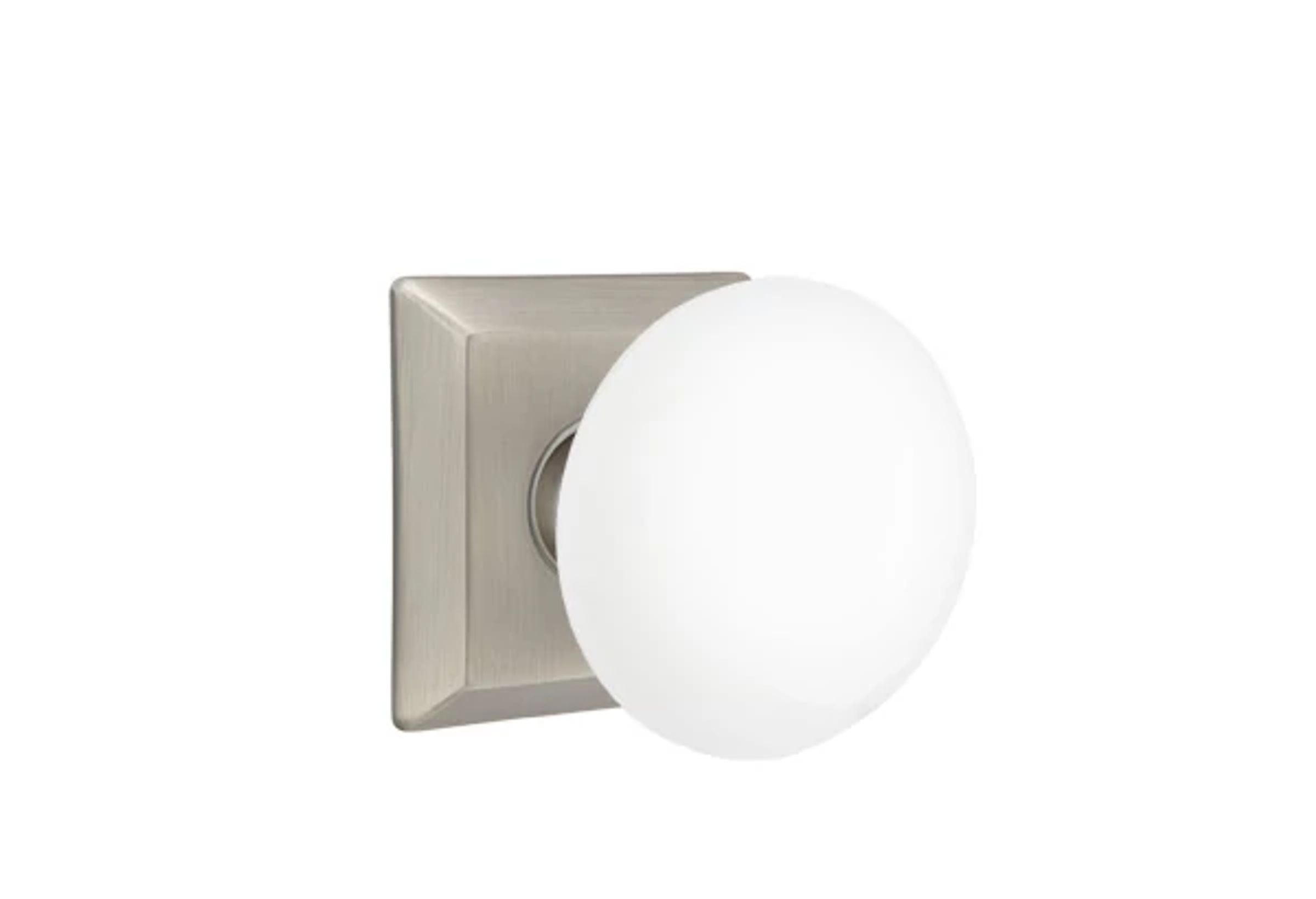 Emtek Ice White Porcelain Knob Set with Quincy Rosette