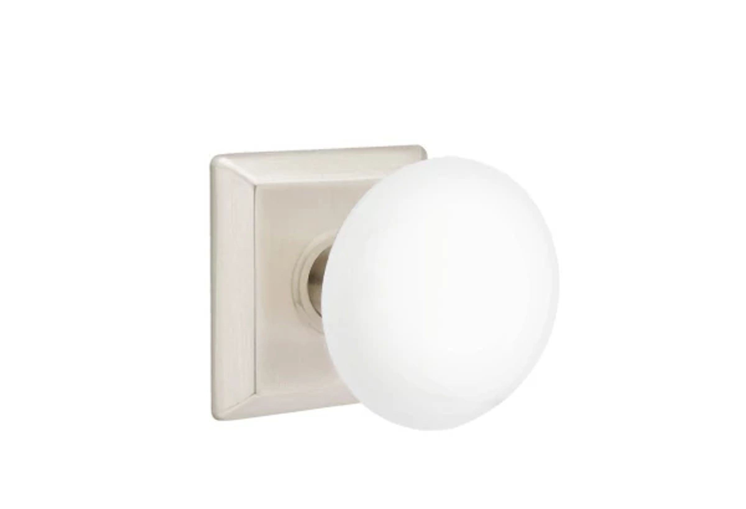 Emtek Ice White Porcelain Knob Set with Quincy Rosette