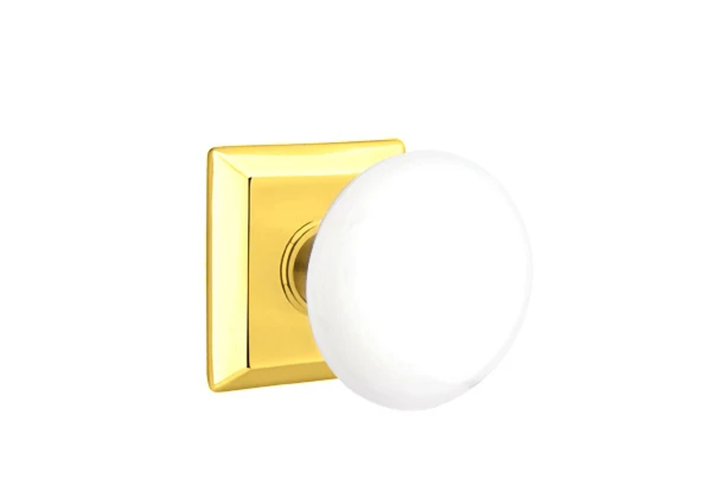 Emtek Ice White Porcelain Knob Set with Quincy Rosette