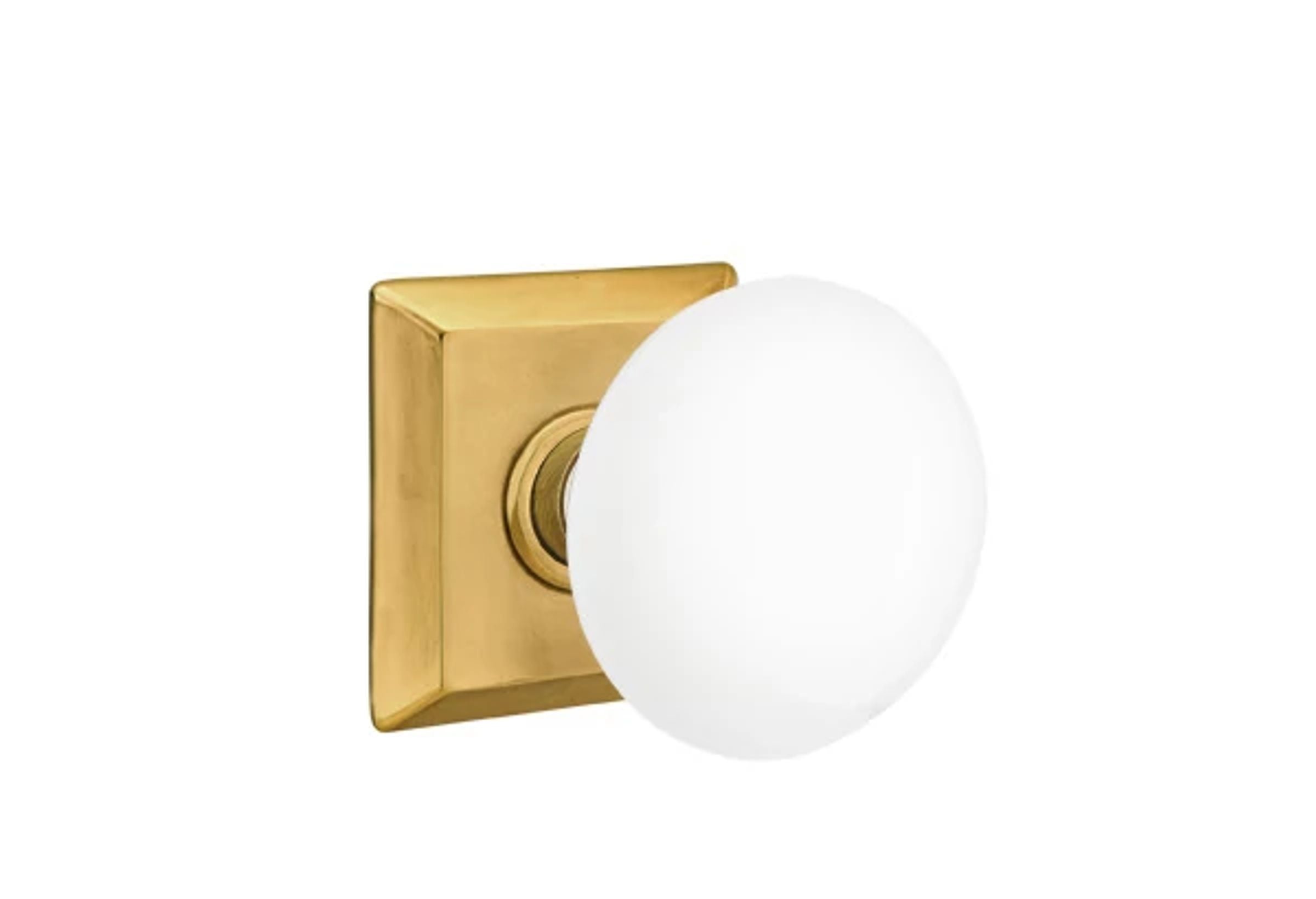 Emtek Ice White Porcelain Knob Set with Quincy Rosette