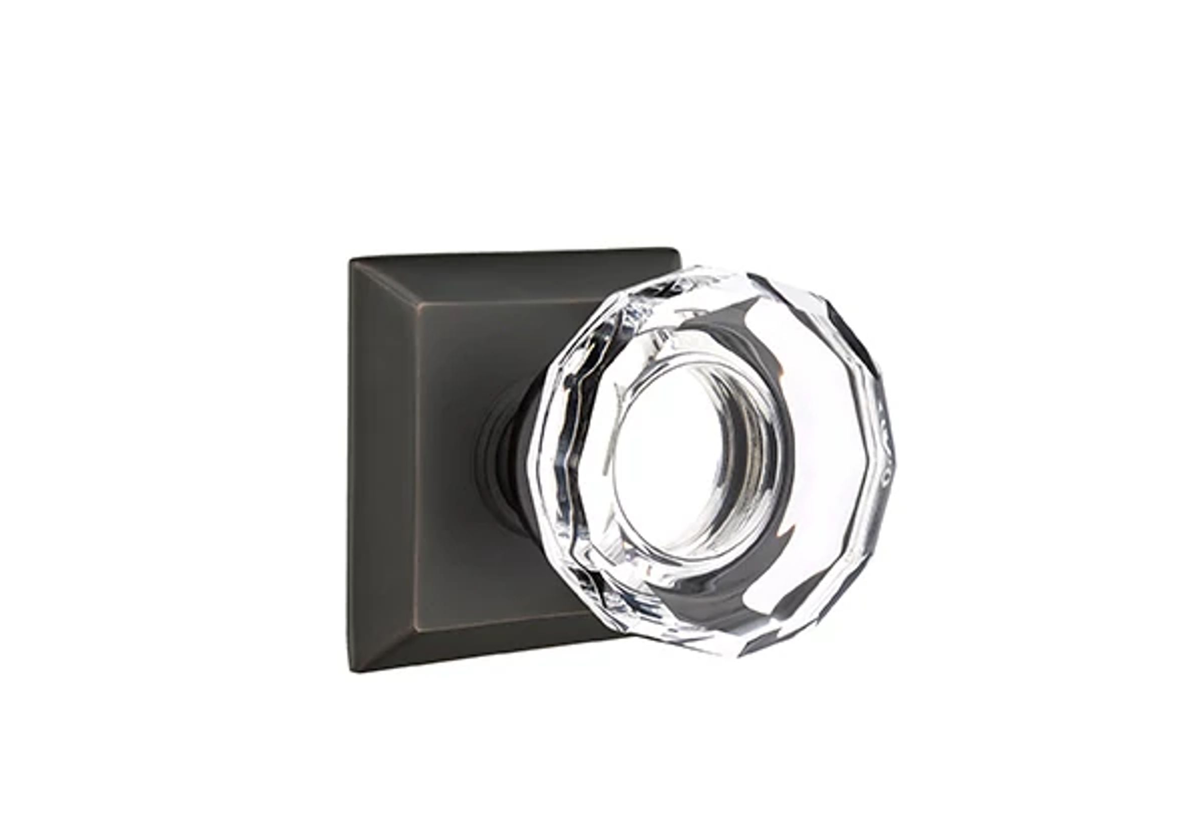 Emtek Concealed Fastener Lowell Glass Knob Set with Quincy Rosette